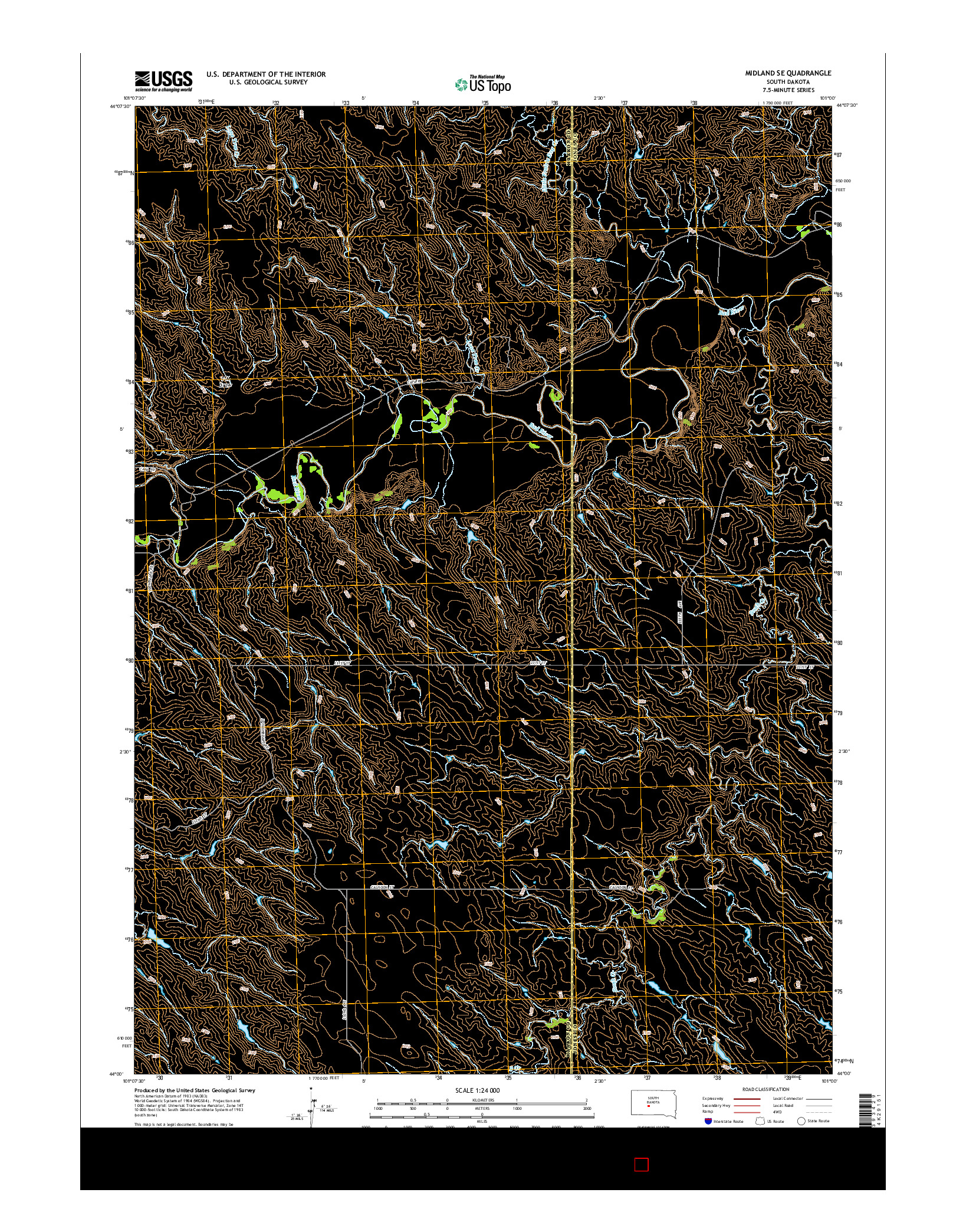USGS US TOPO 7.5-MINUTE MAP FOR MIDLAND SE, SD 2015