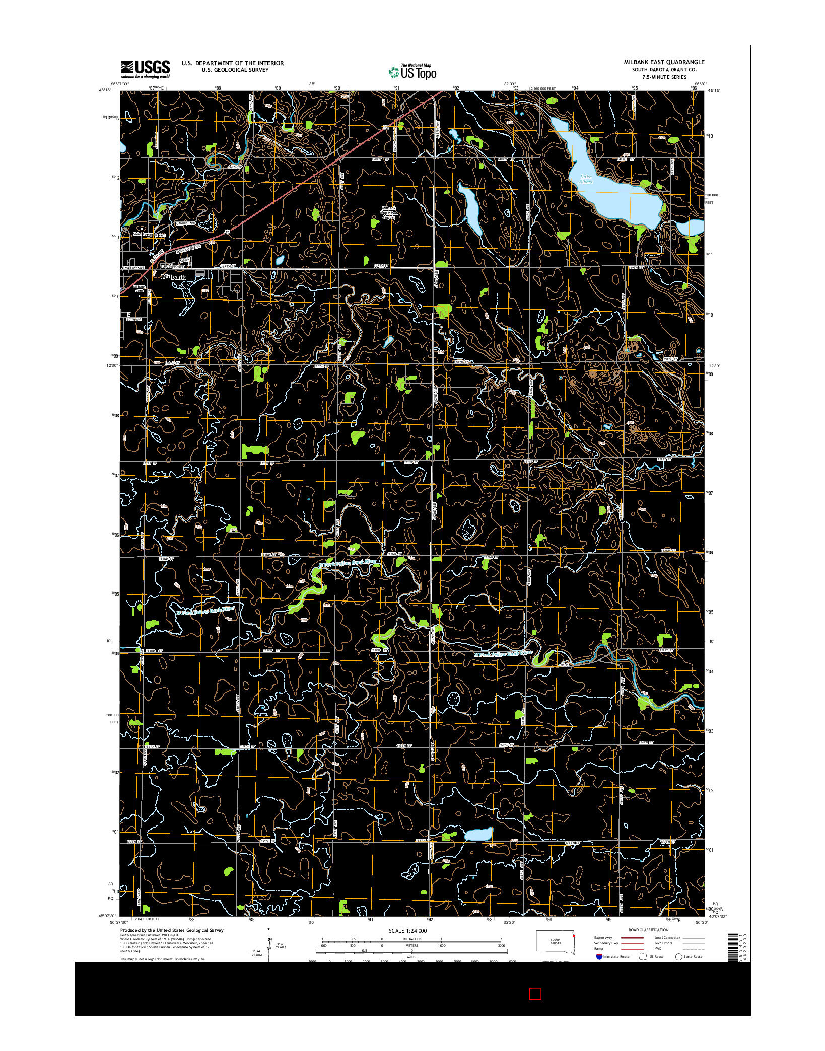 USGS US TOPO 7.5-MINUTE MAP FOR MILBANK EAST, SD 2015