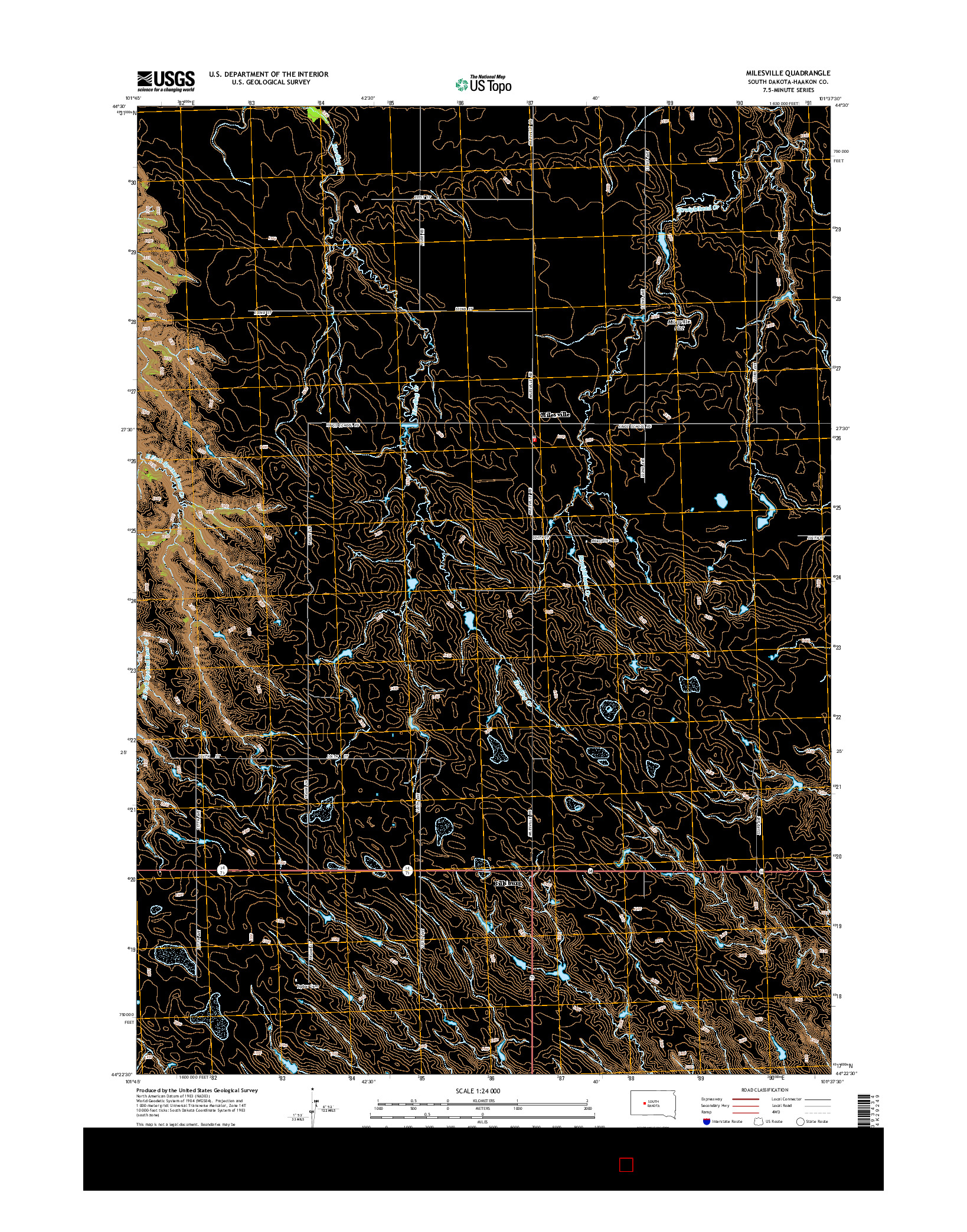 USGS US TOPO 7.5-MINUTE MAP FOR MILESVILLE, SD 2015