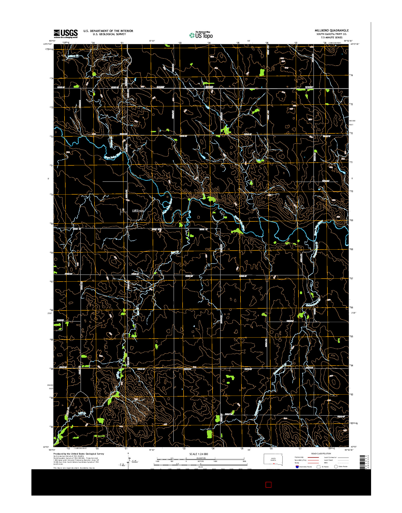 USGS US TOPO 7.5-MINUTE MAP FOR MILLBORO, SD 2015