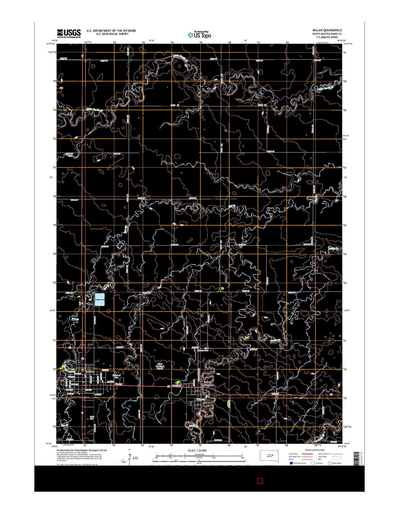 USGS US TOPO 7.5-MINUTE MAP FOR MILLER, SD 2015
