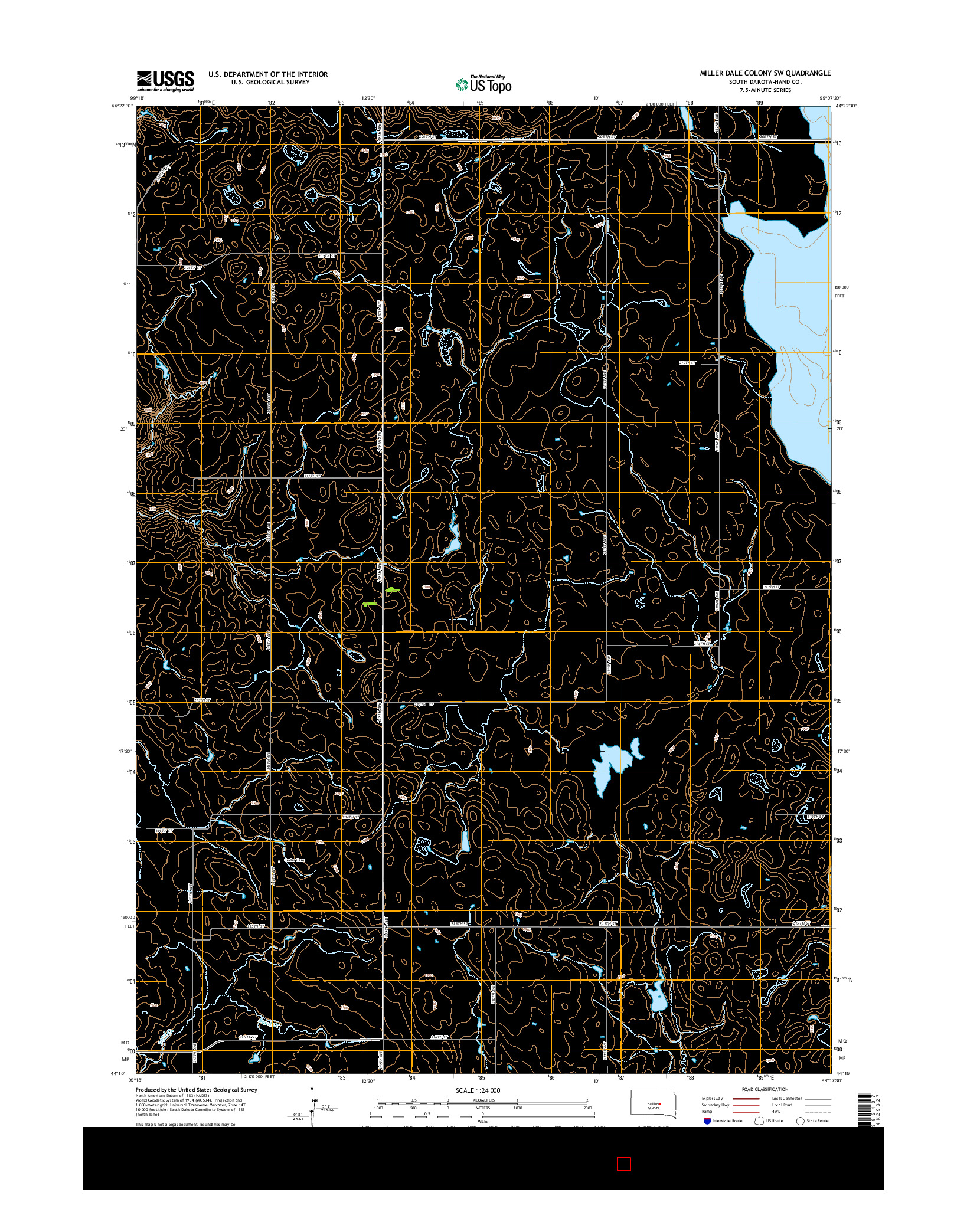 USGS US TOPO 7.5-MINUTE MAP FOR MILLER DALE COLONY SW, SD 2015