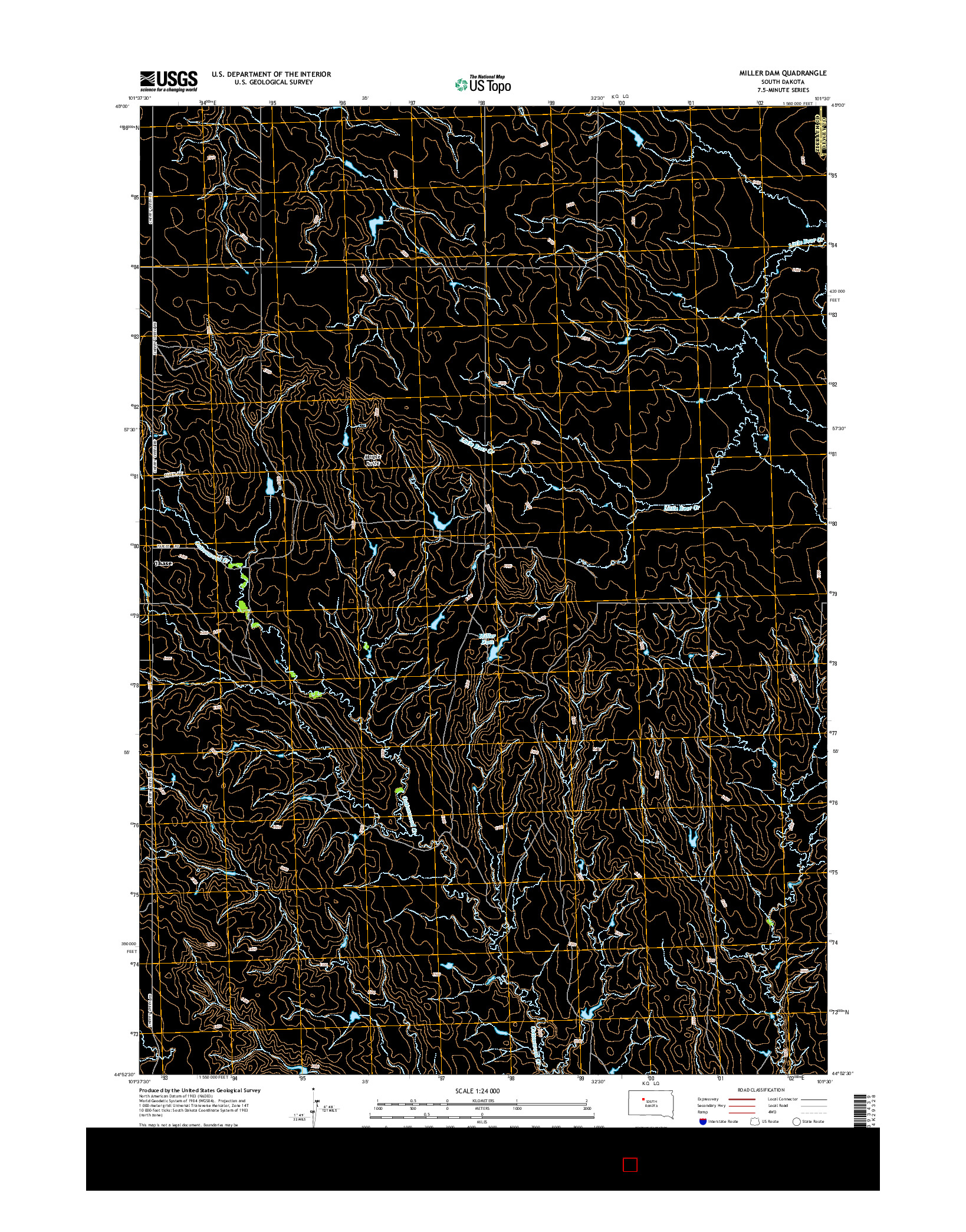 USGS US TOPO 7.5-MINUTE MAP FOR MILLER DAM, SD 2015