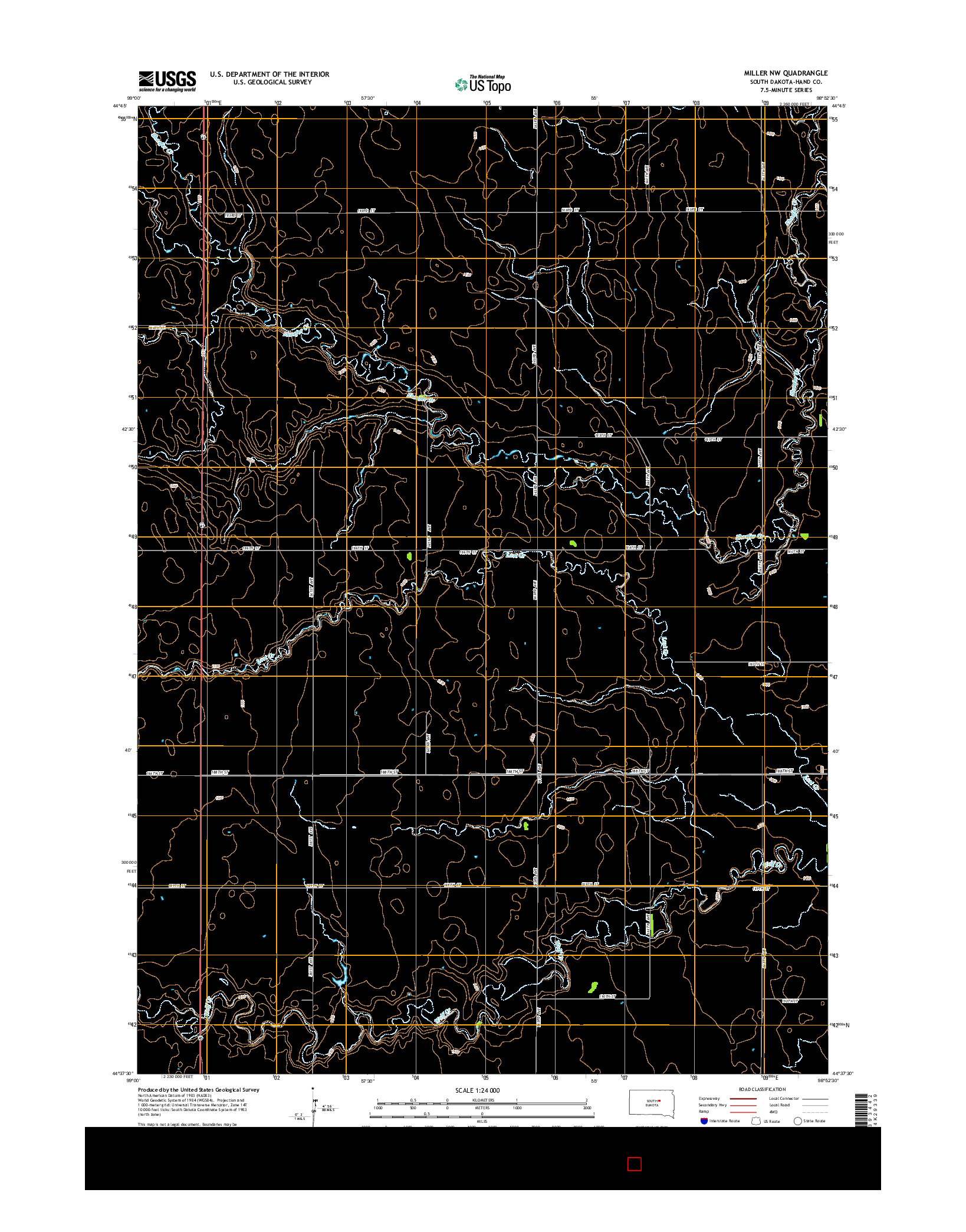 USGS US TOPO 7.5-MINUTE MAP FOR MILLER NW, SD 2015
