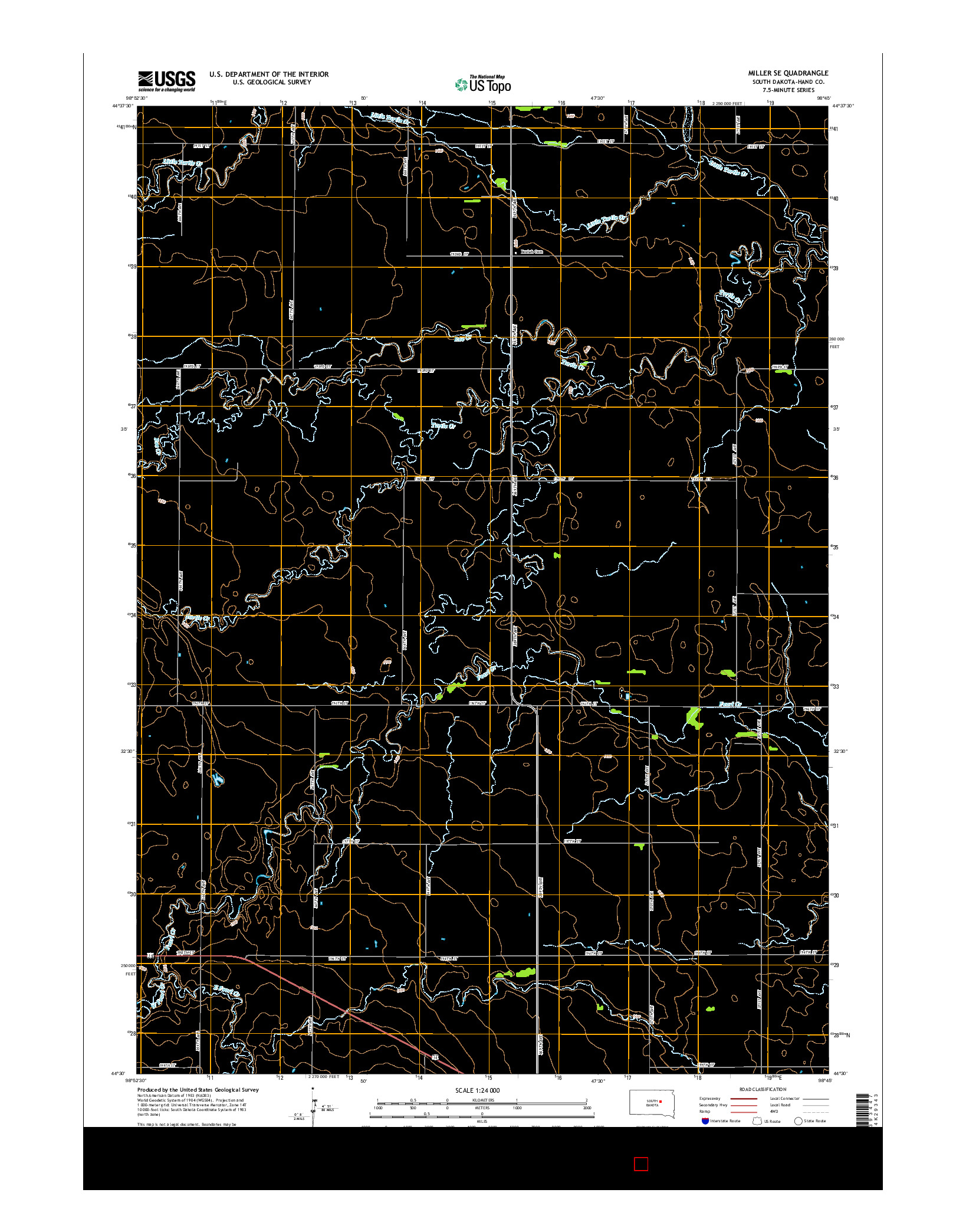 USGS US TOPO 7.5-MINUTE MAP FOR MILLER SE, SD 2015
