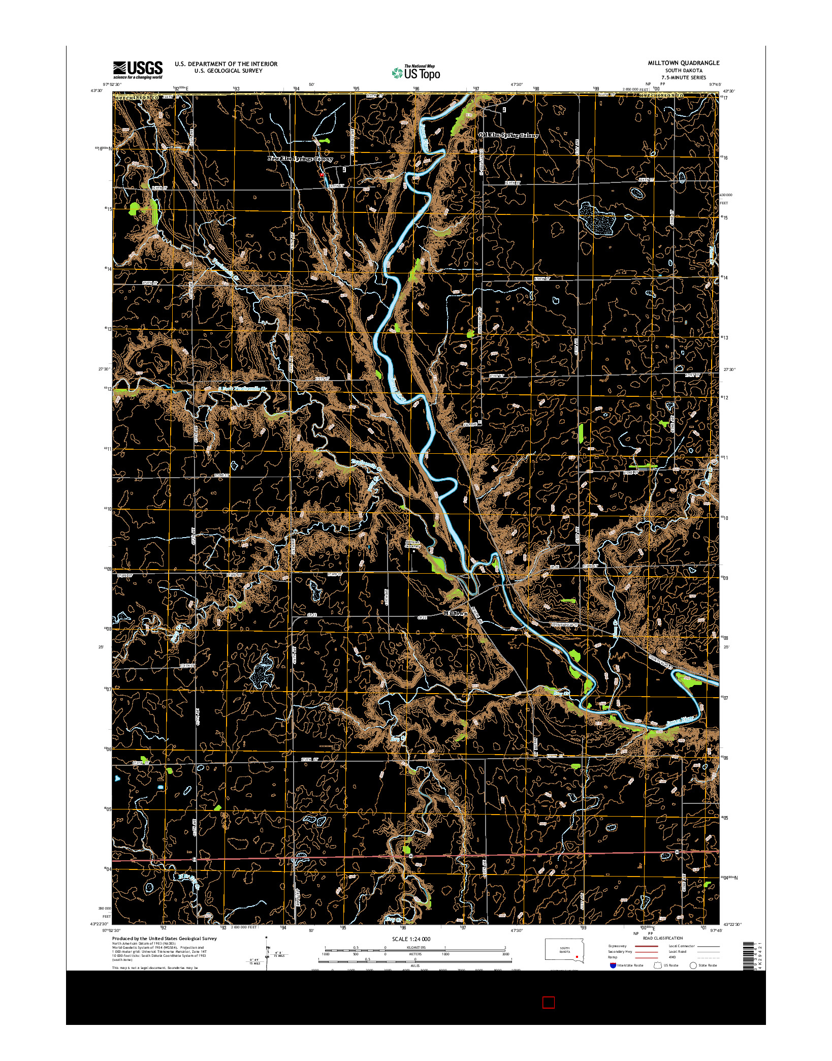 USGS US TOPO 7.5-MINUTE MAP FOR MILLTOWN, SD 2015