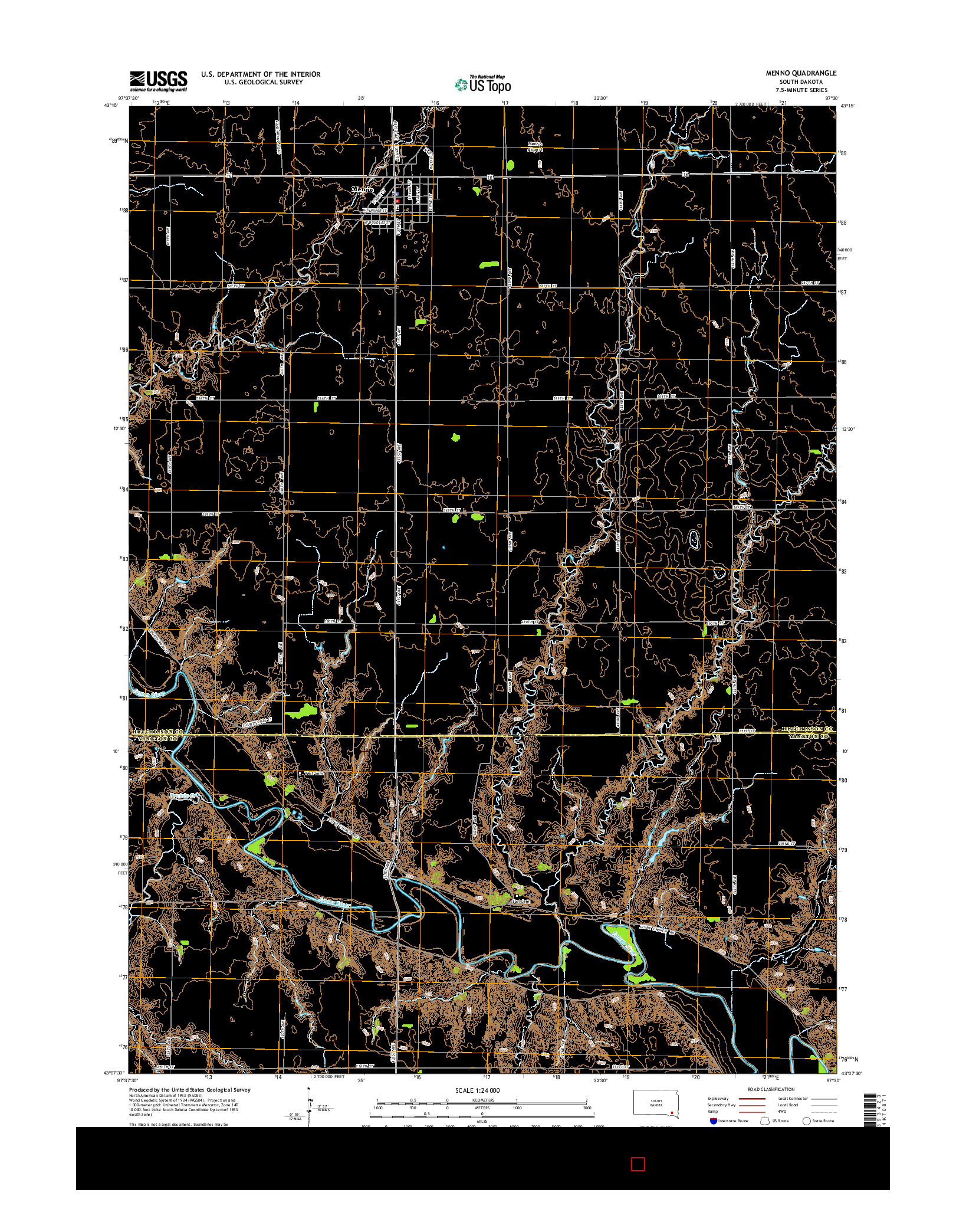 USGS US TOPO 7.5-MINUTE MAP FOR MENNO, SD 2015
