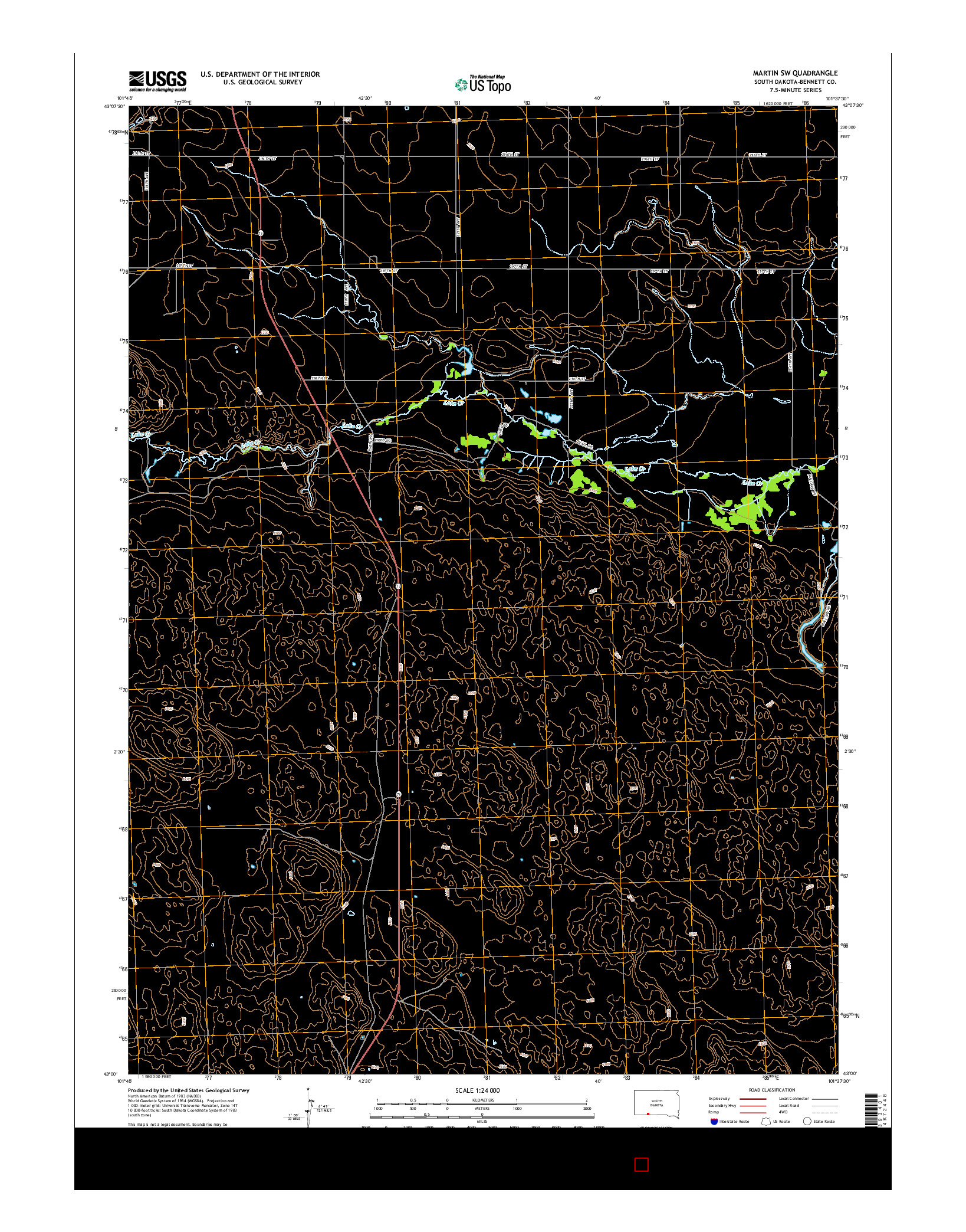 USGS US TOPO 7.5-MINUTE MAP FOR MARTIN SW, SD 2015