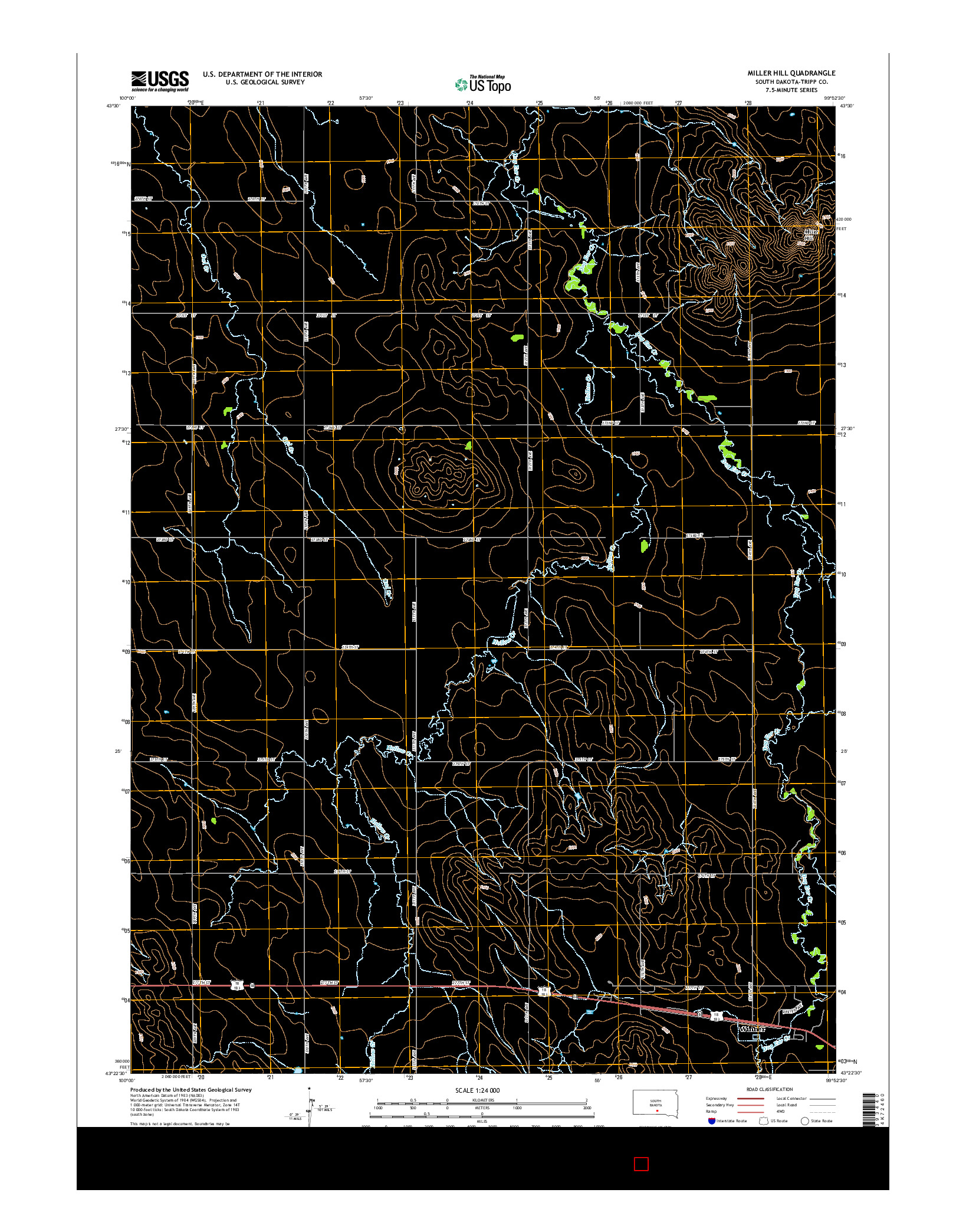USGS US TOPO 7.5-MINUTE MAP FOR MILLER HILL, SD 2015