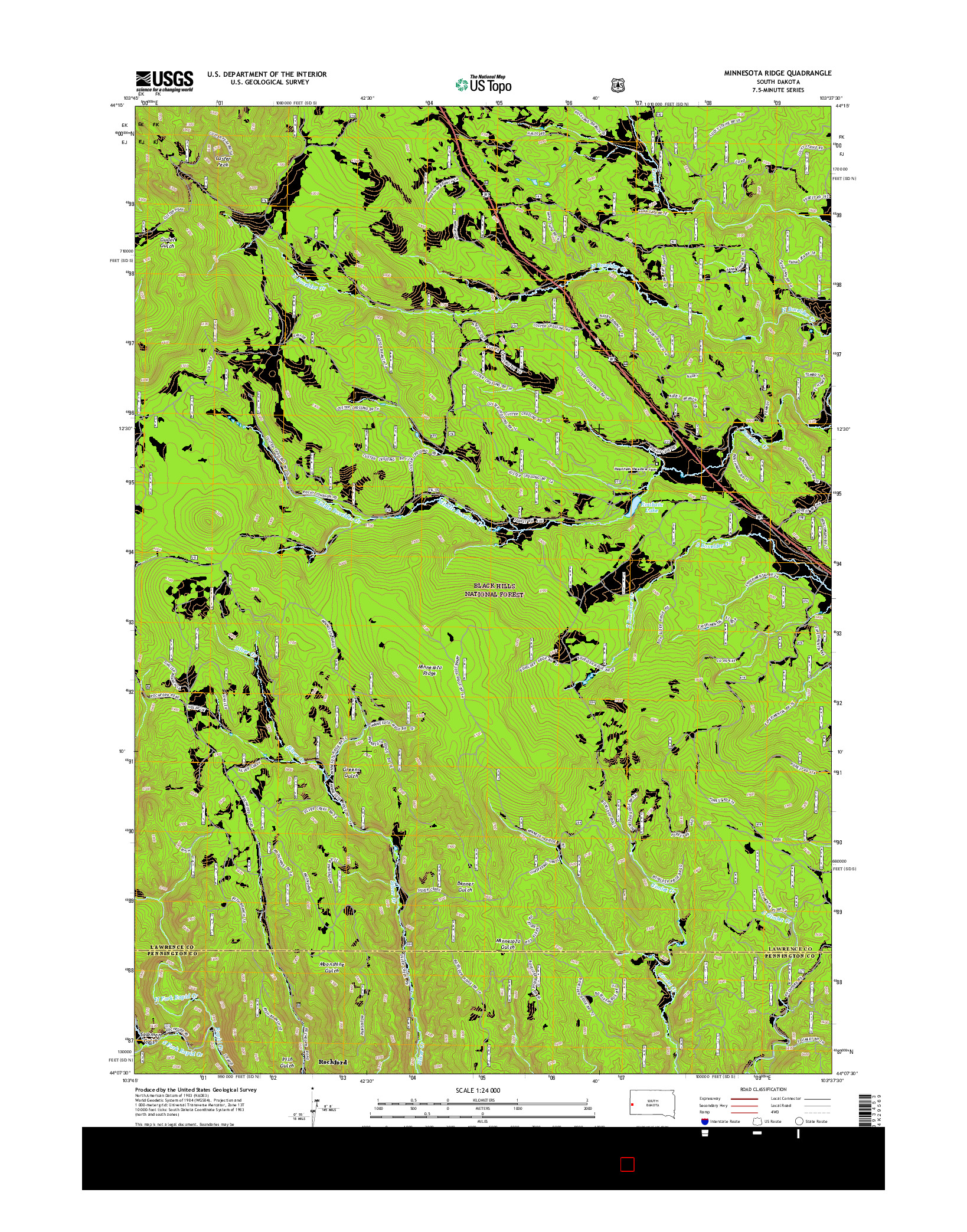 USGS US TOPO 7.5-MINUTE MAP FOR MINNESOTA RIDGE, SD 2015