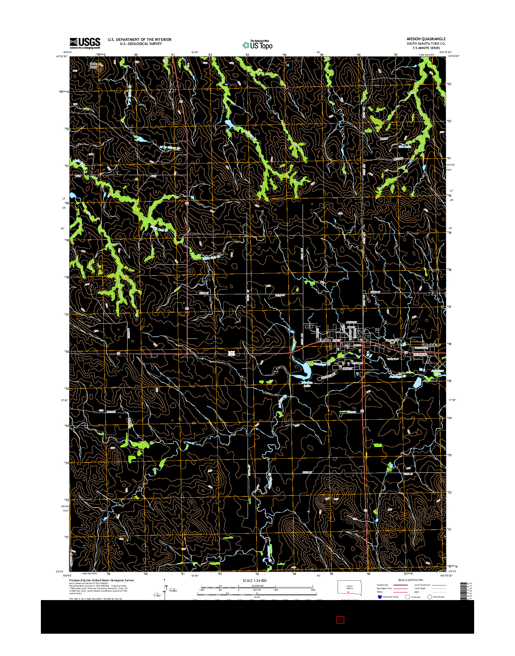 USGS US TOPO 7.5-MINUTE MAP FOR MISSION, SD 2015