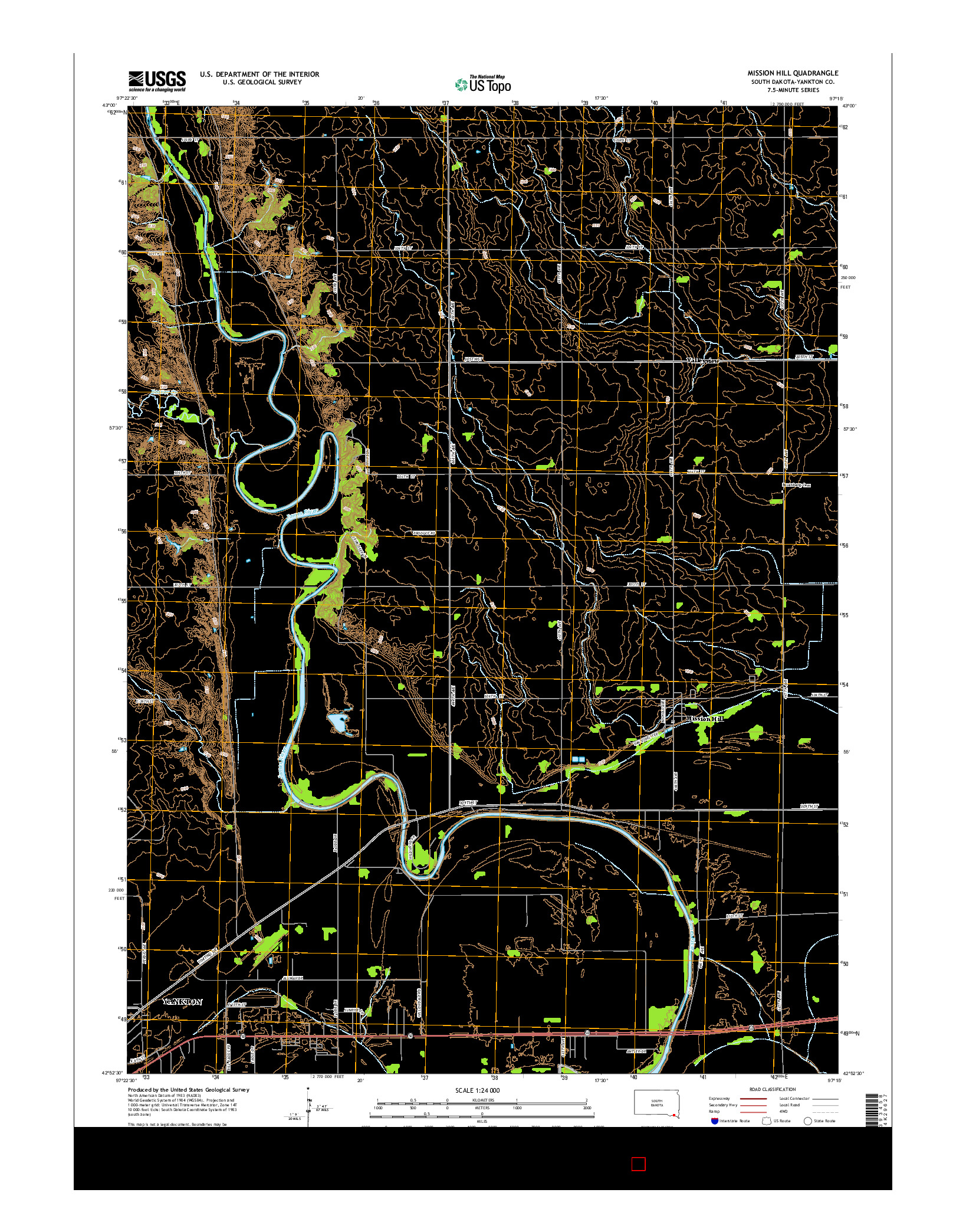 USGS US TOPO 7.5-MINUTE MAP FOR MISSION HILL, SD 2015