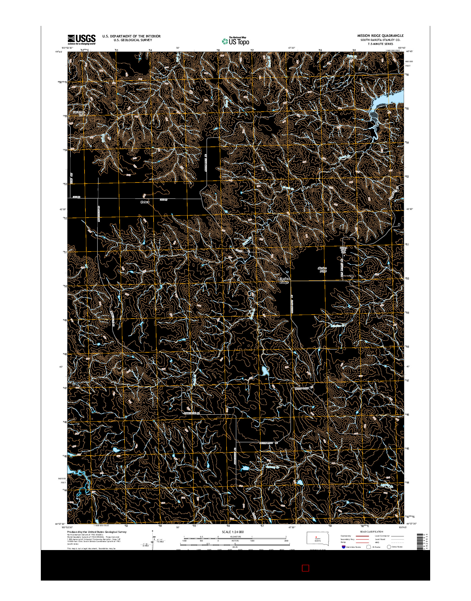 USGS US TOPO 7.5-MINUTE MAP FOR MISSION RIDGE, SD 2015