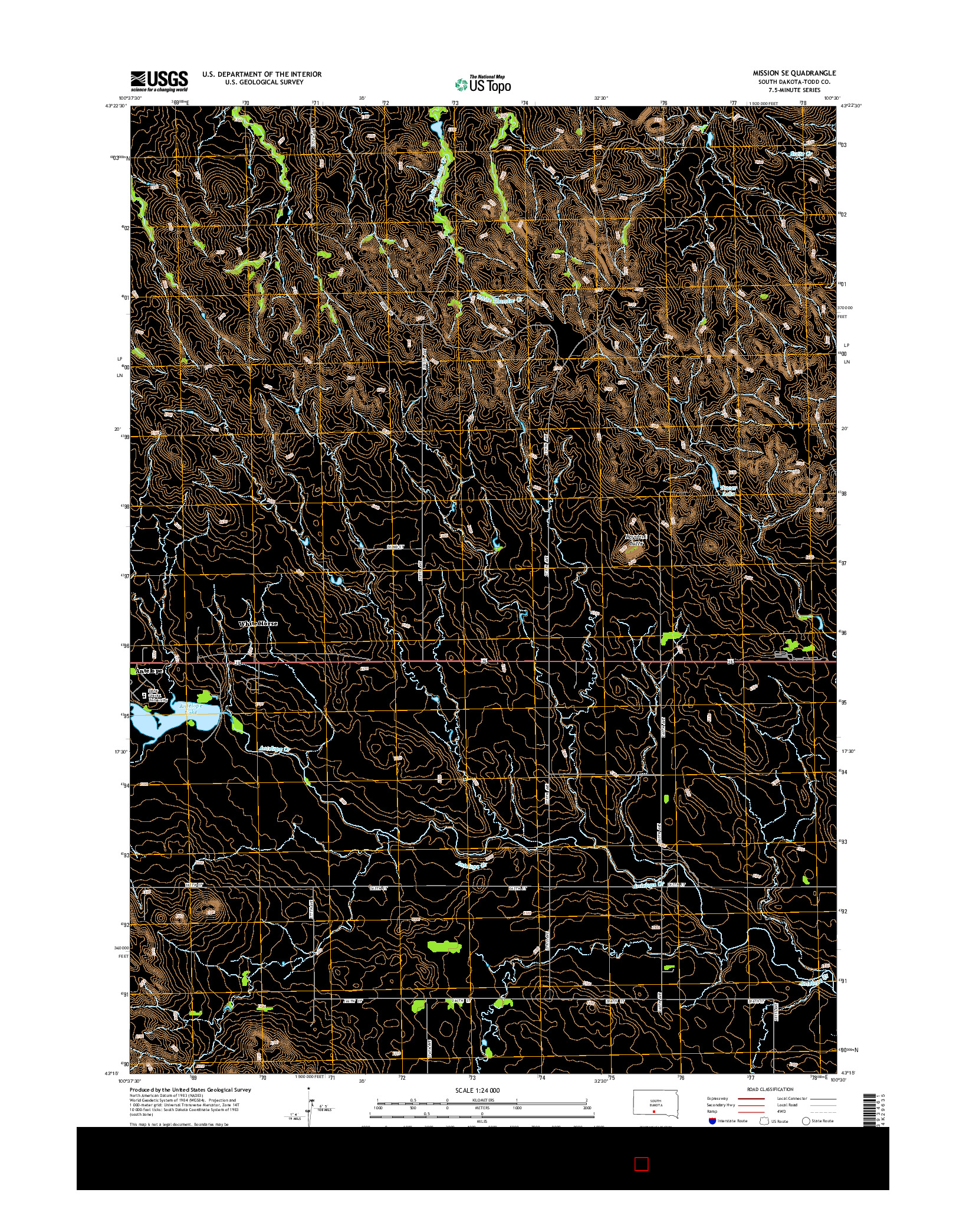 USGS US TOPO 7.5-MINUTE MAP FOR MISSION SE, SD 2015