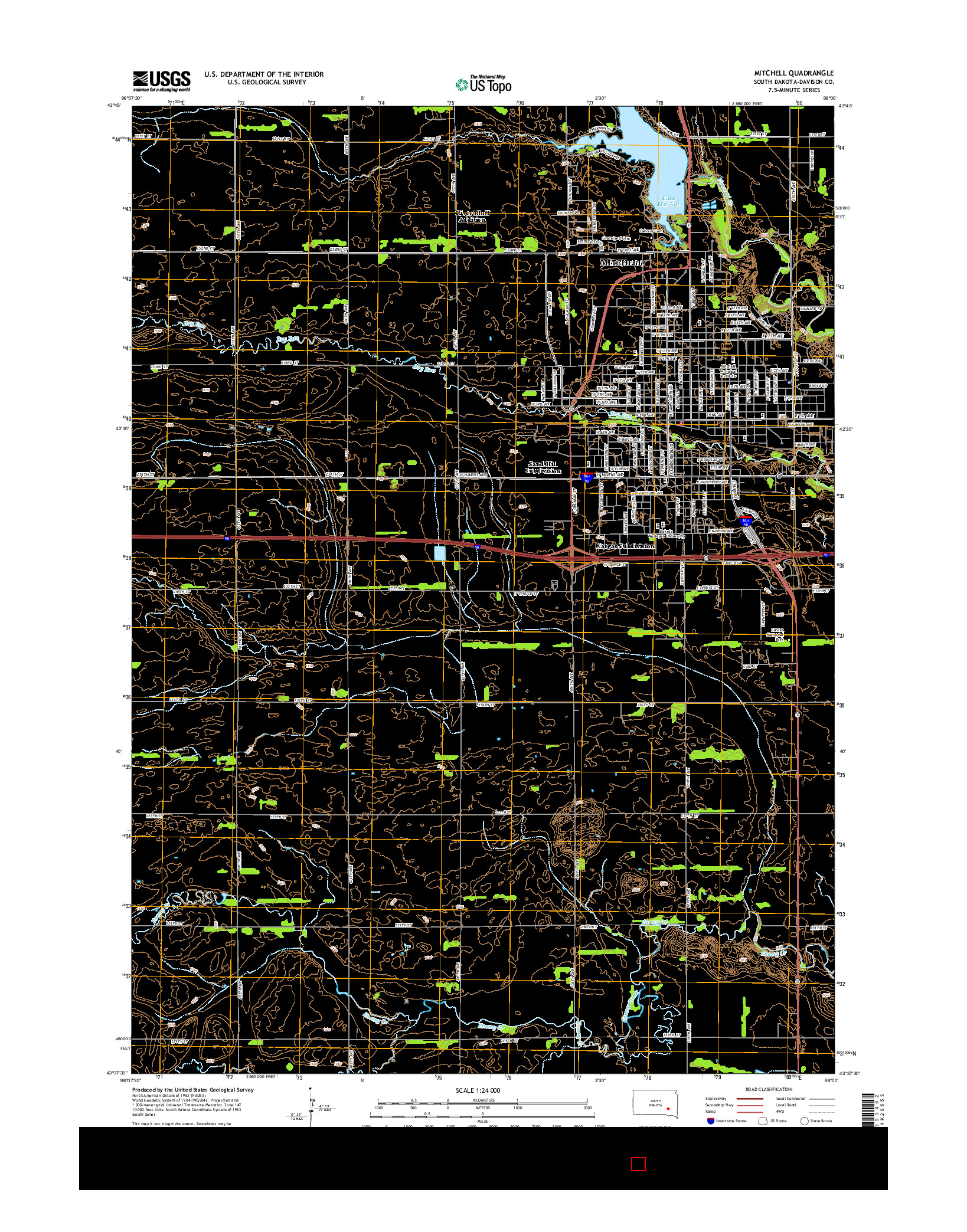 USGS US TOPO 7.5-MINUTE MAP FOR MITCHELL, SD 2015