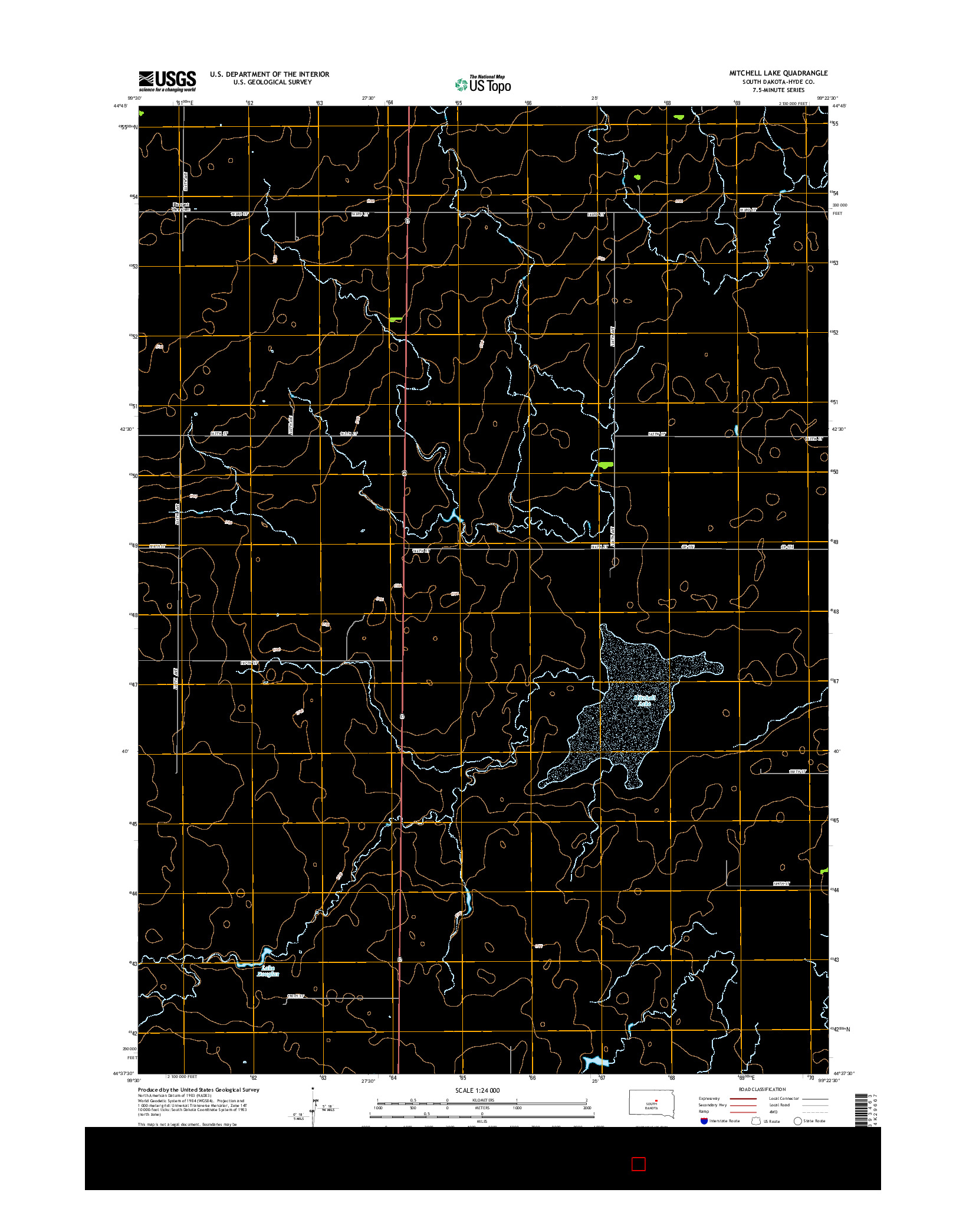 USGS US TOPO 7.5-MINUTE MAP FOR MITCHELL LAKE, SD 2015