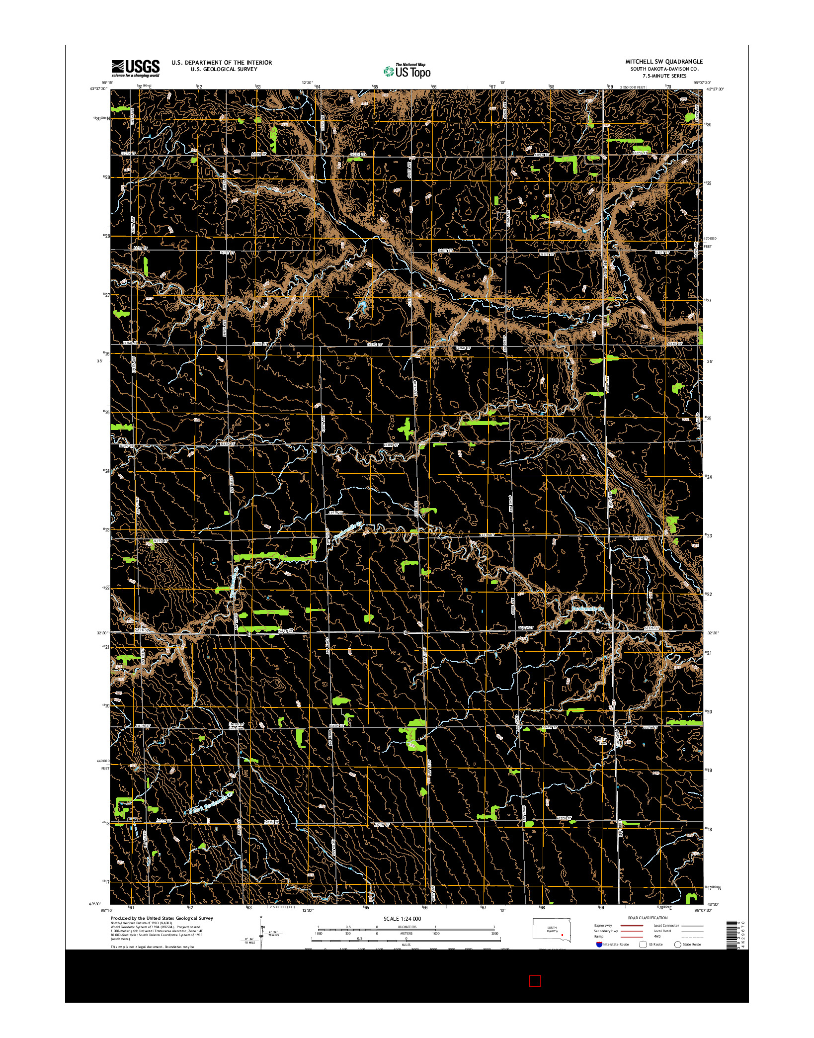 USGS US TOPO 7.5-MINUTE MAP FOR MITCHELL SW, SD 2015