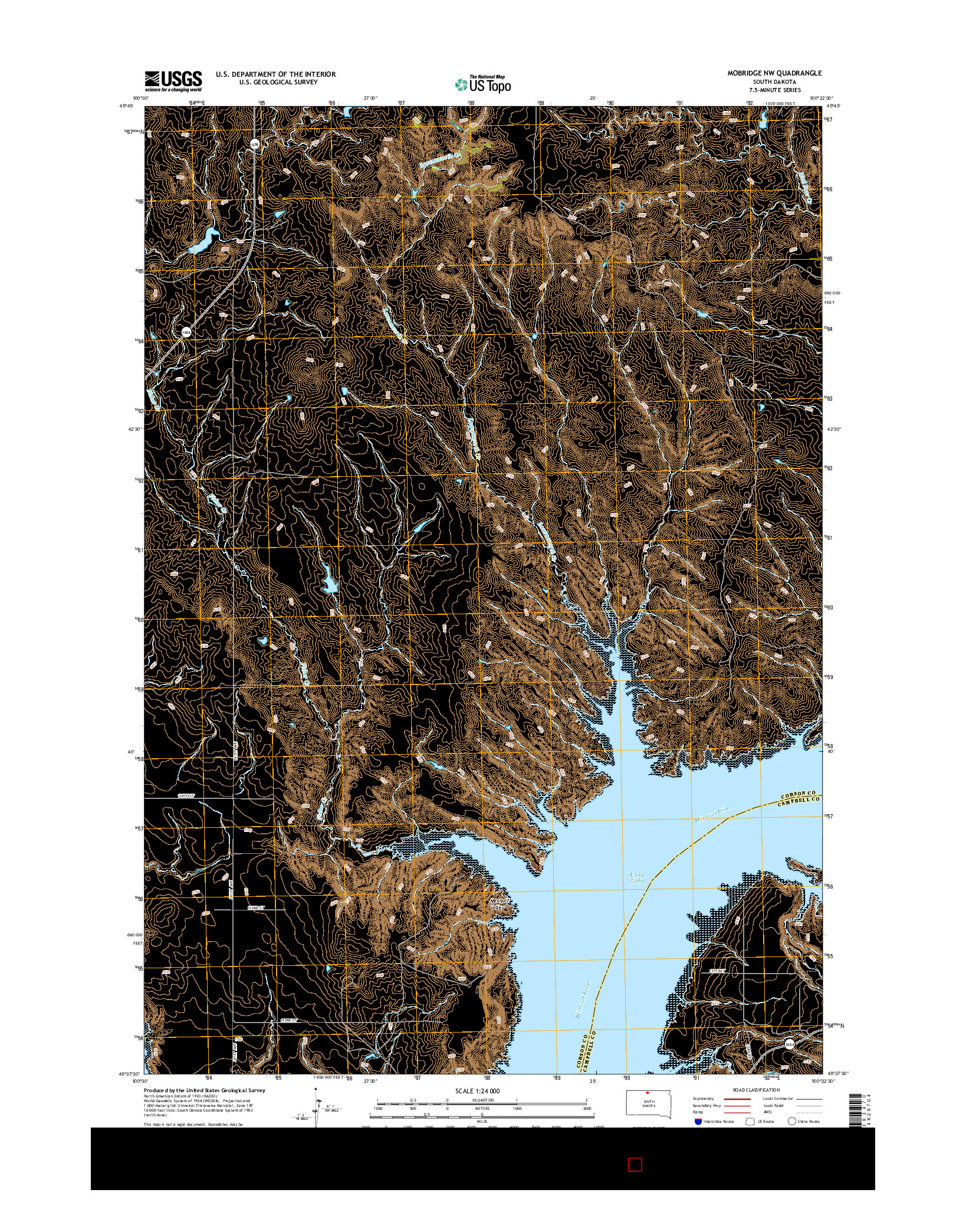 USGS US TOPO 7.5-MINUTE MAP FOR MOBRIDGE NW, SD 2015