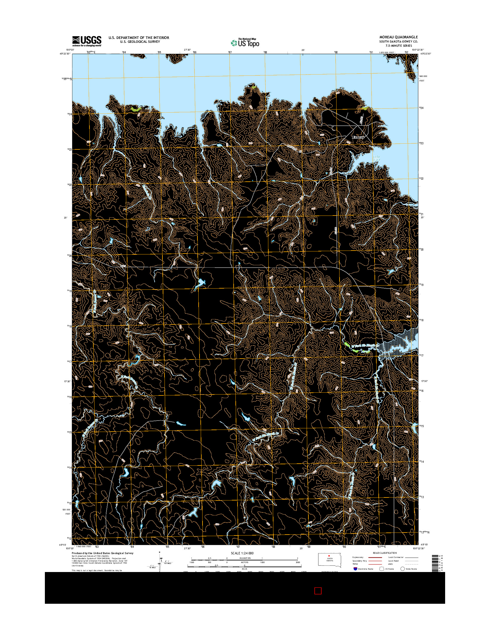USGS US TOPO 7.5-MINUTE MAP FOR MOREAU, SD 2015