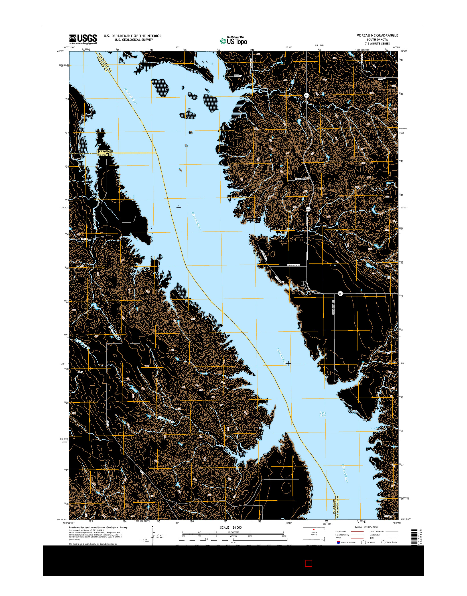 USGS US TOPO 7.5-MINUTE MAP FOR MOREAU NE, SD 2015