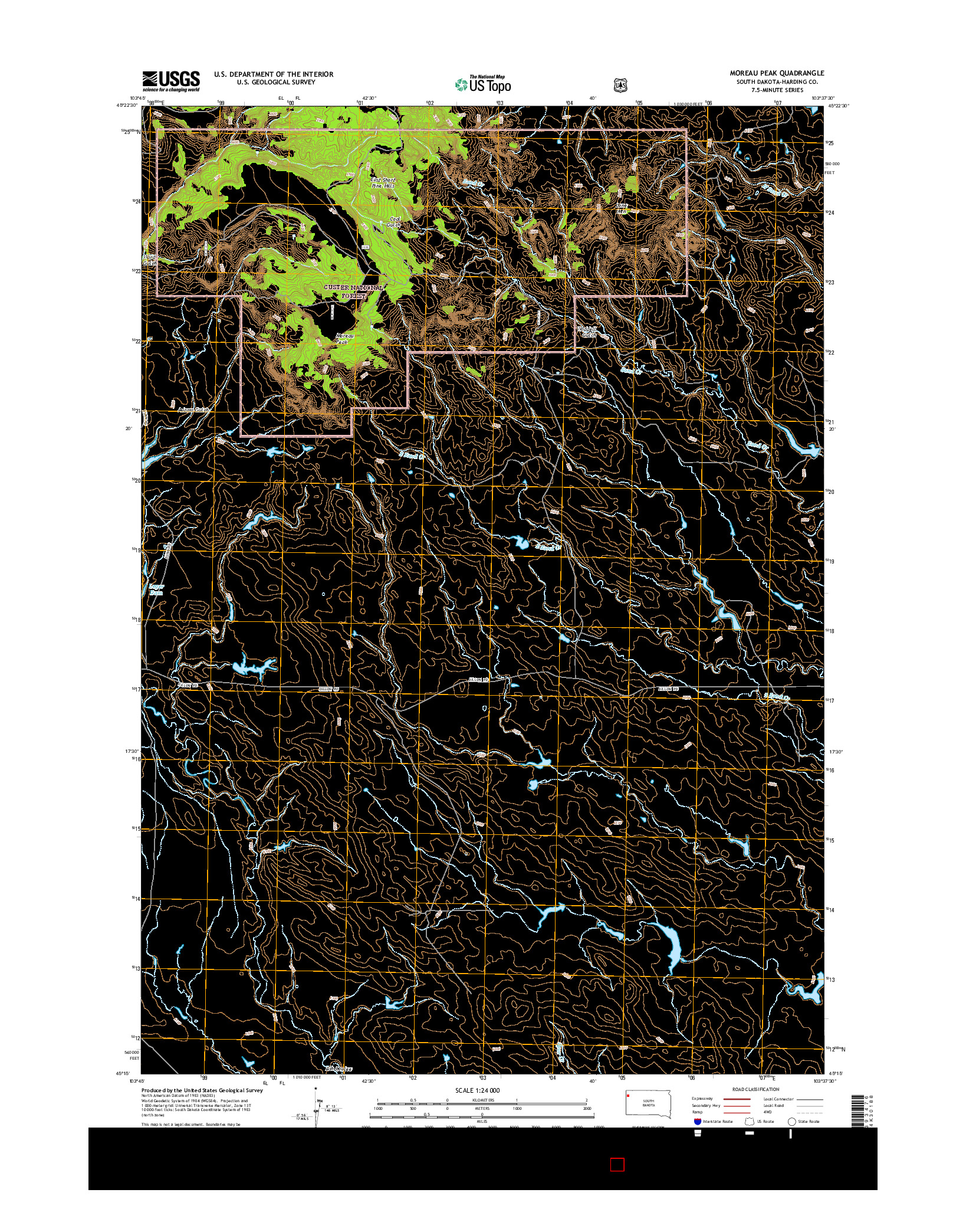 USGS US TOPO 7.5-MINUTE MAP FOR MOREAU PEAK, SD 2015
