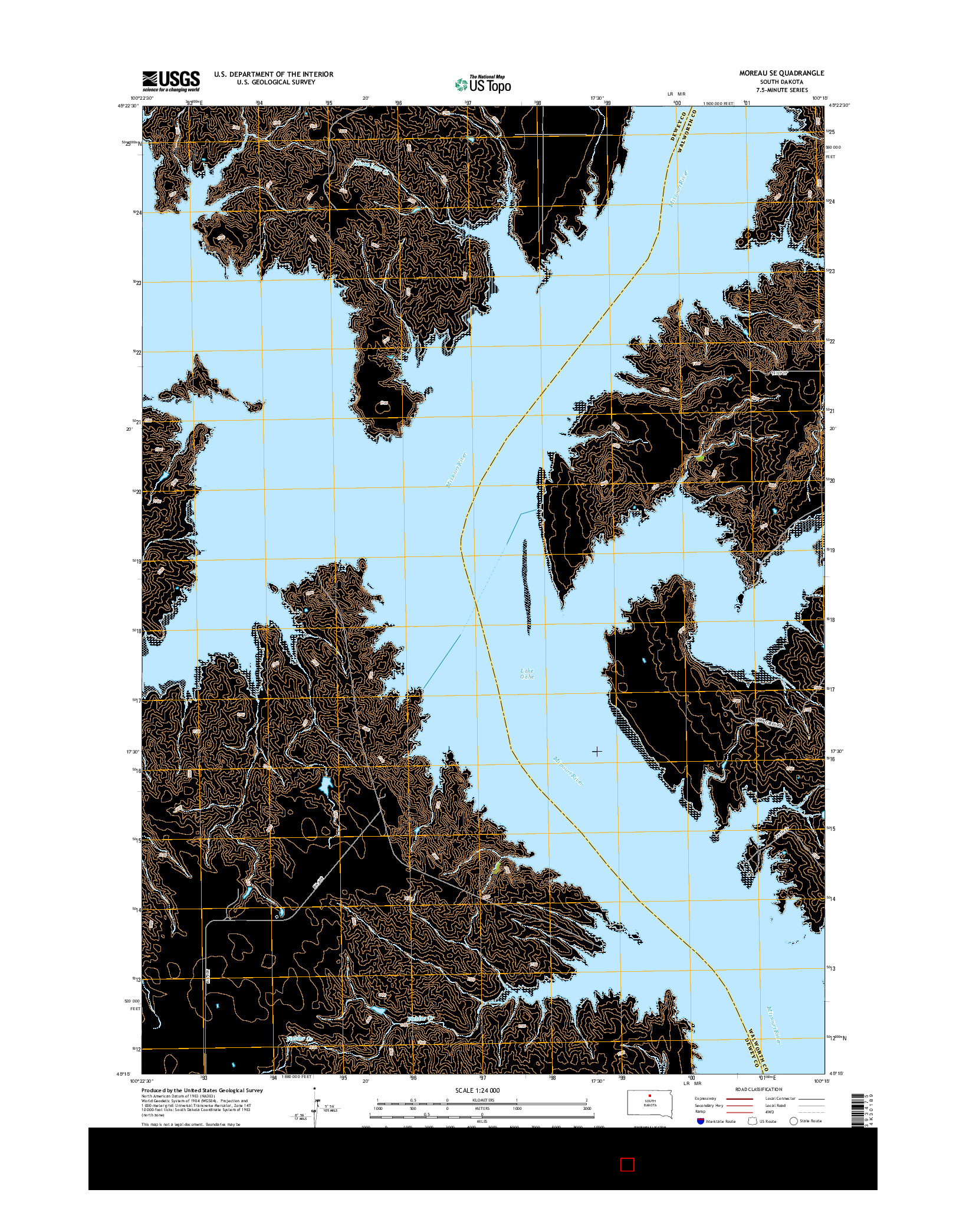 USGS US TOPO 7.5-MINUTE MAP FOR MOREAU SE, SD 2015