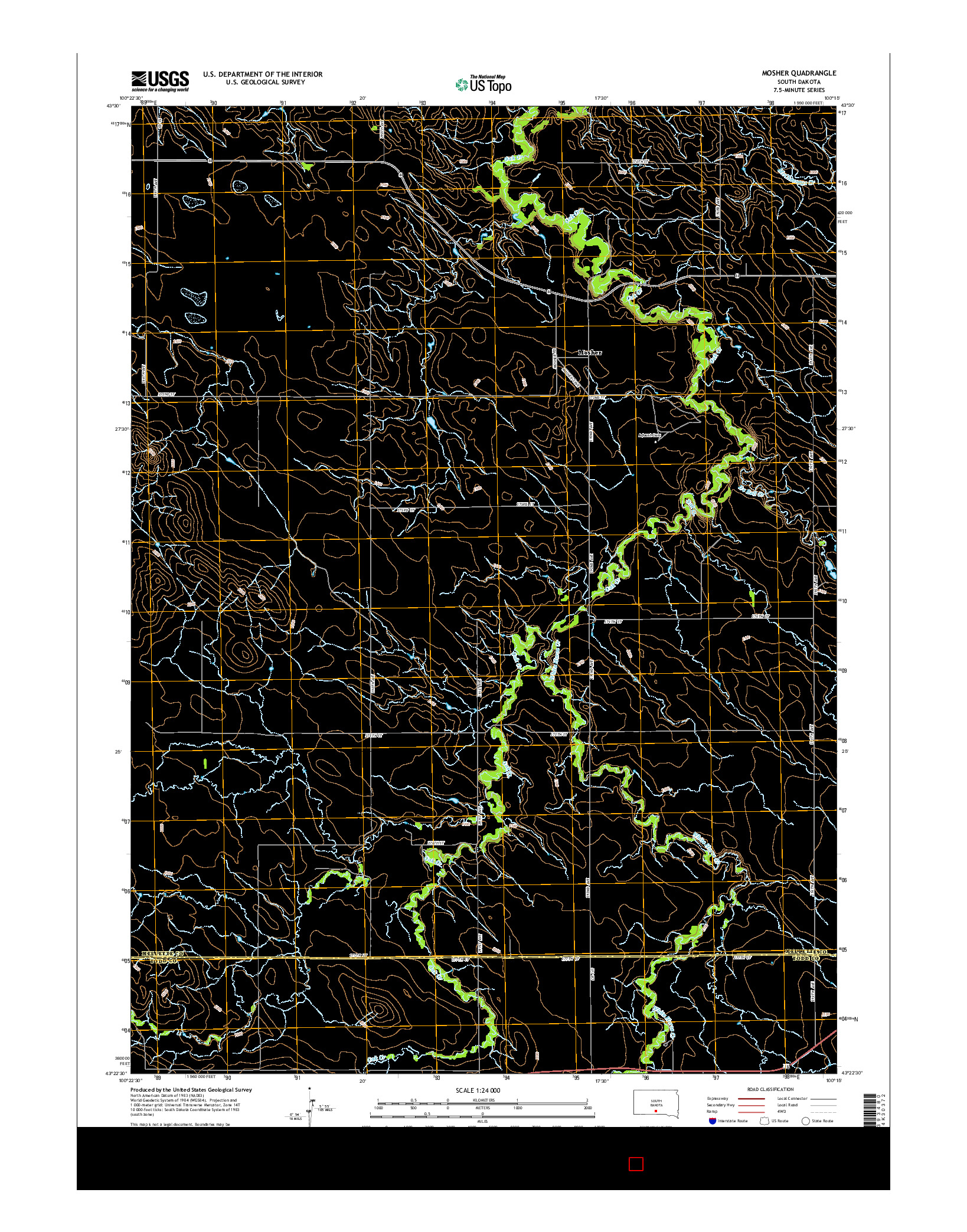 USGS US TOPO 7.5-MINUTE MAP FOR MOSHER, SD 2015