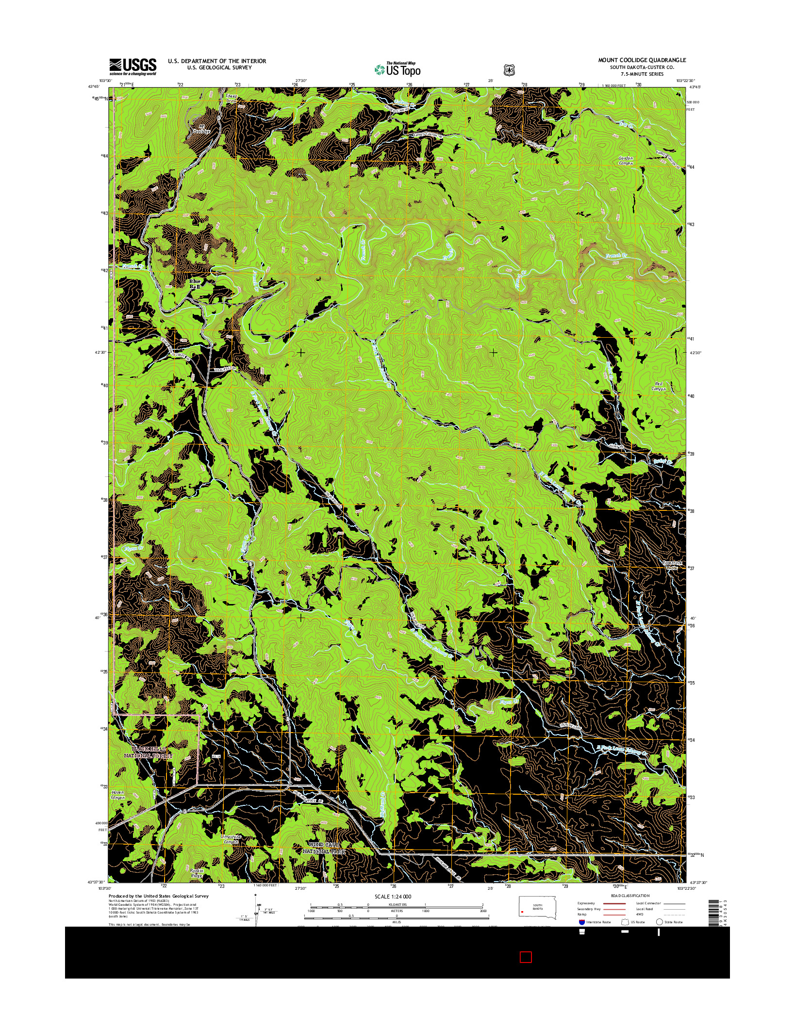 USGS US TOPO 7.5-MINUTE MAP FOR MOUNT COOLIDGE, SD 2015