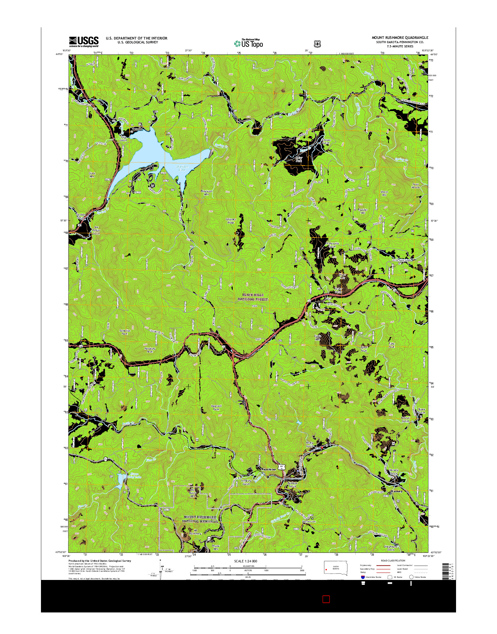 USGS US TOPO 7.5-MINUTE MAP FOR MOUNT RUSHMORE, SD 2015