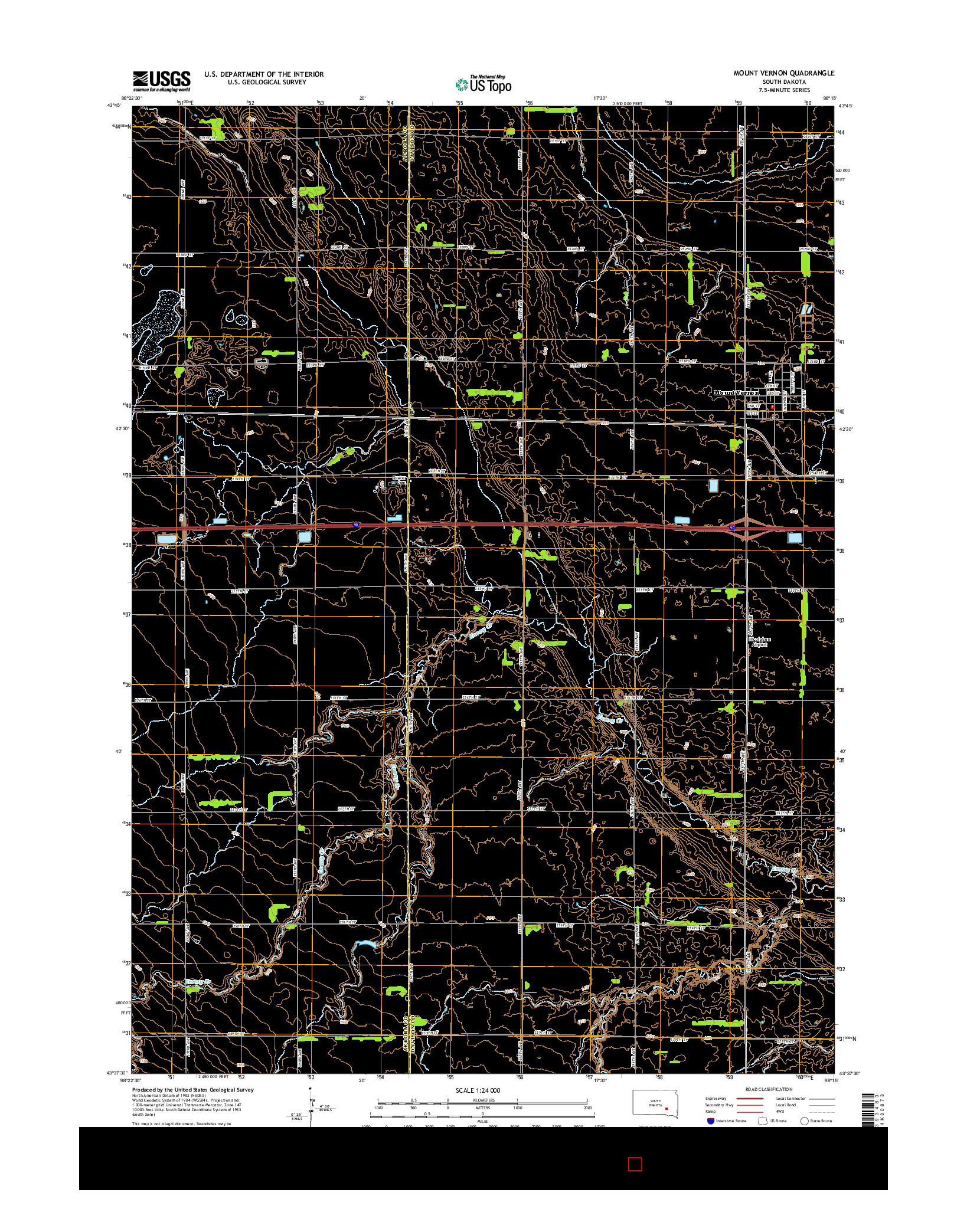 USGS US TOPO 7.5-MINUTE MAP FOR MOUNT VERNON, SD 2015