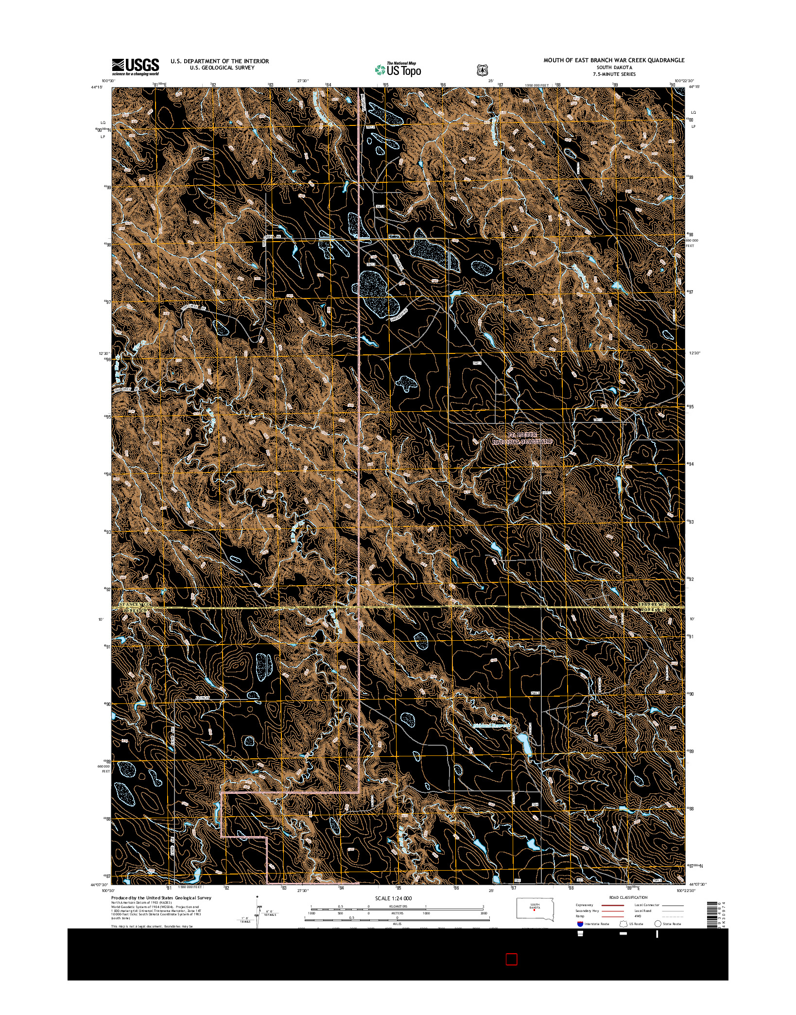 USGS US TOPO 7.5-MINUTE MAP FOR MOUTH OF EAST BRANCH WAR CREEK, SD 2015