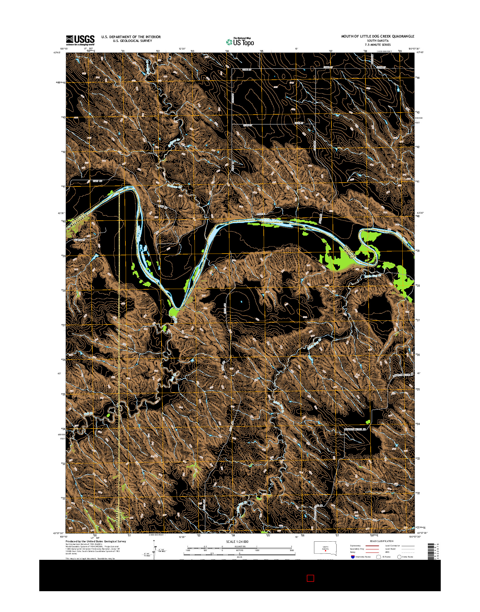 USGS US TOPO 7.5-MINUTE MAP FOR MOUTH OF LITTLE DOG CREEK, SD 2015