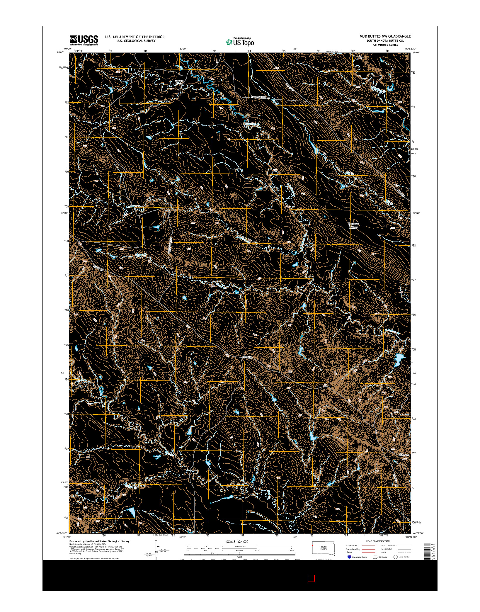 USGS US TOPO 7.5-MINUTE MAP FOR MUD BUTTES NW, SD 2015