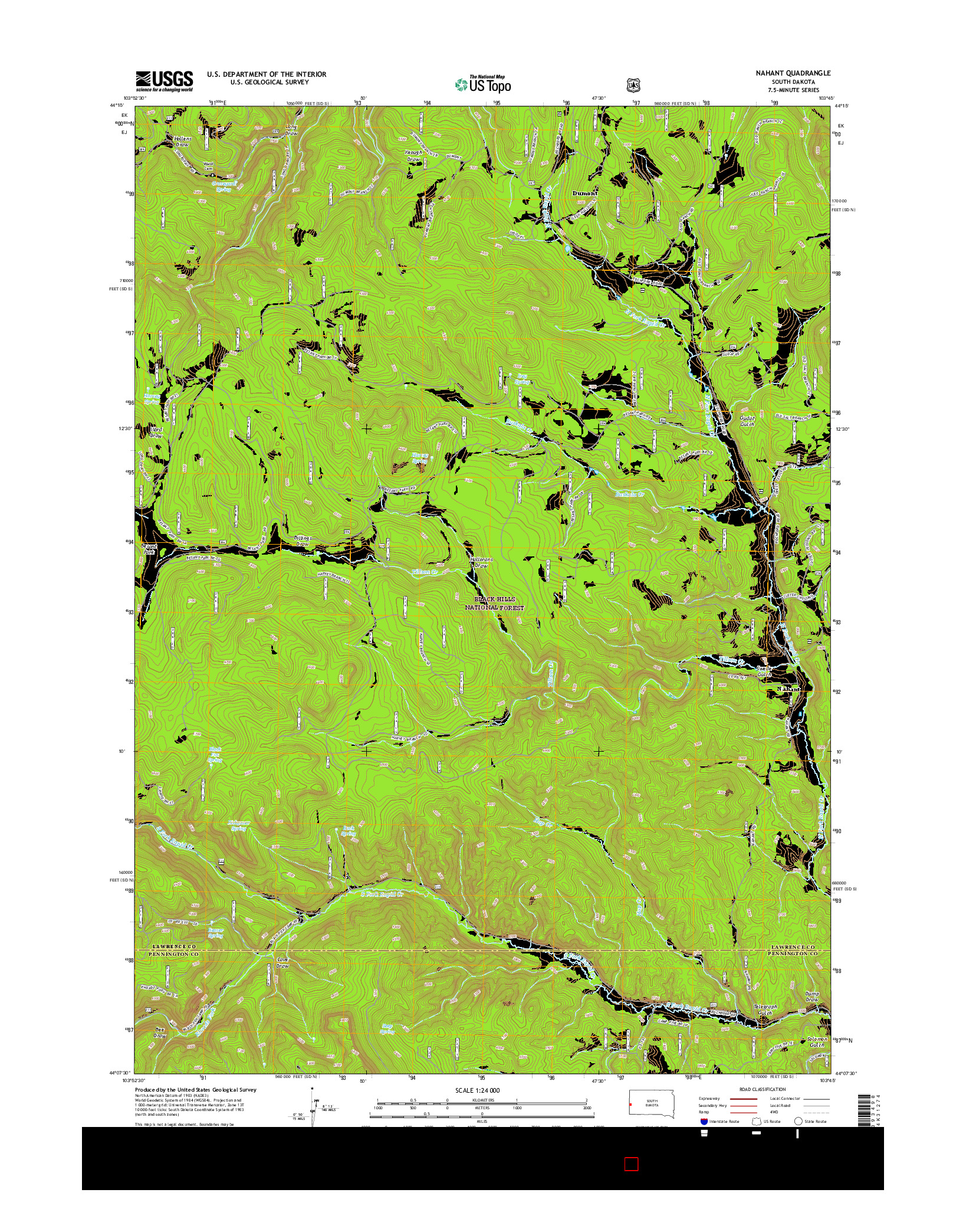 USGS US TOPO 7.5-MINUTE MAP FOR NAHANT, SD 2015