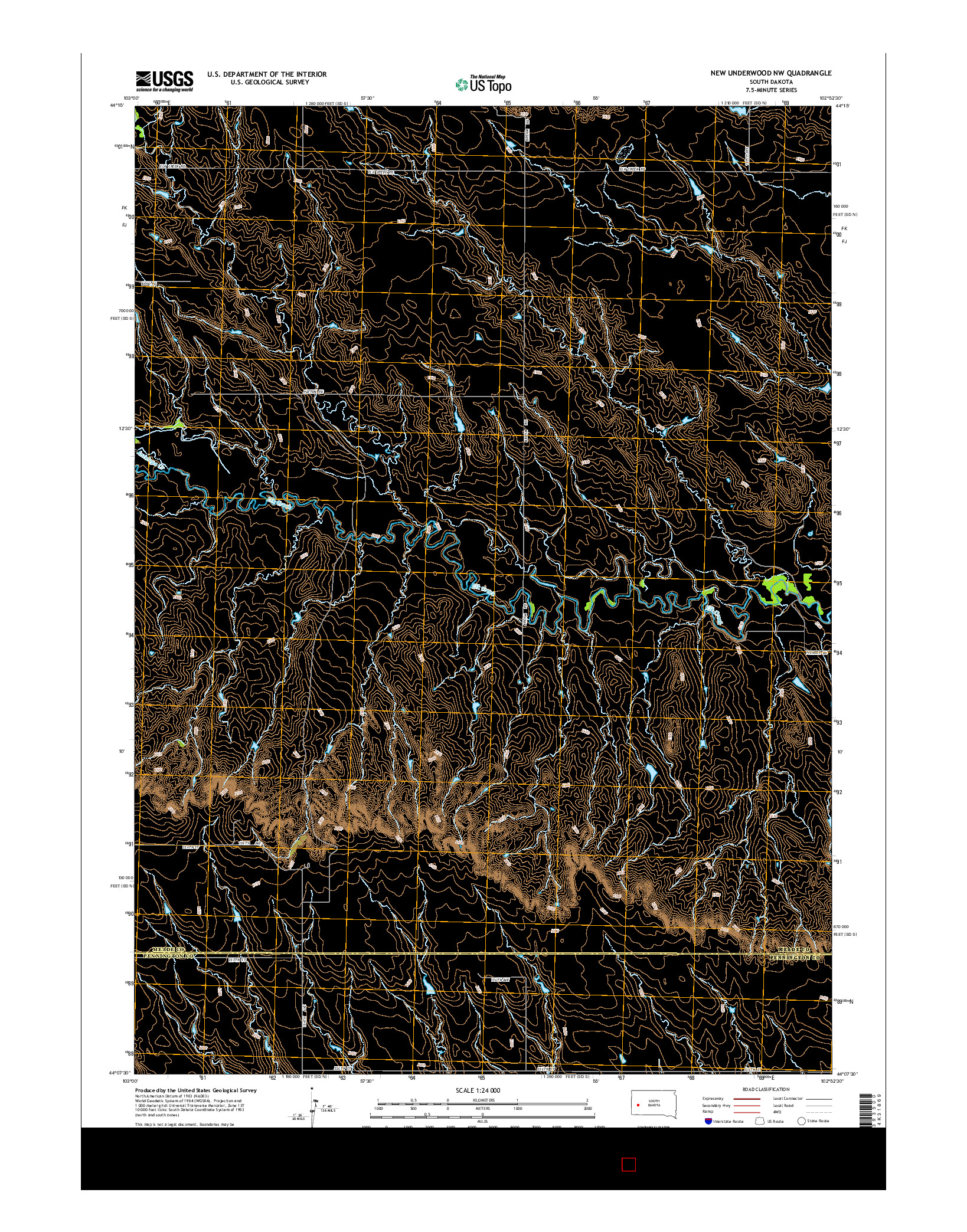 USGS US TOPO 7.5-MINUTE MAP FOR NEW UNDERWOOD NW, SD 2015