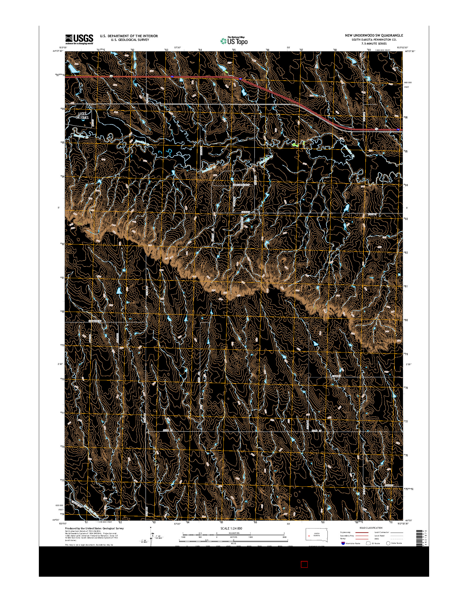 USGS US TOPO 7.5-MINUTE MAP FOR NEW UNDERWOOD SW, SD 2015