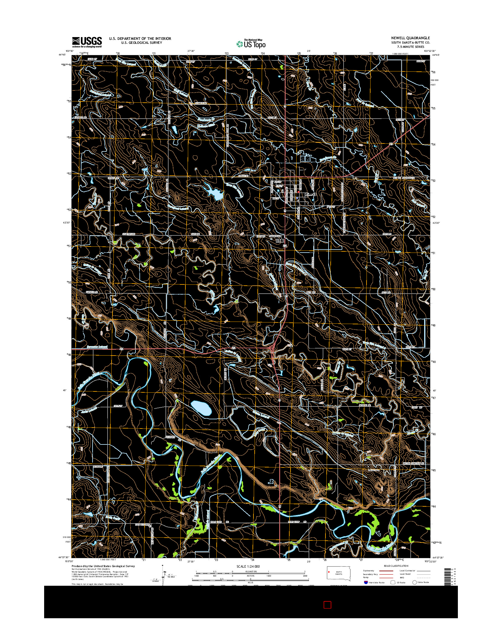 USGS US TOPO 7.5-MINUTE MAP FOR NEWELL, SD 2015