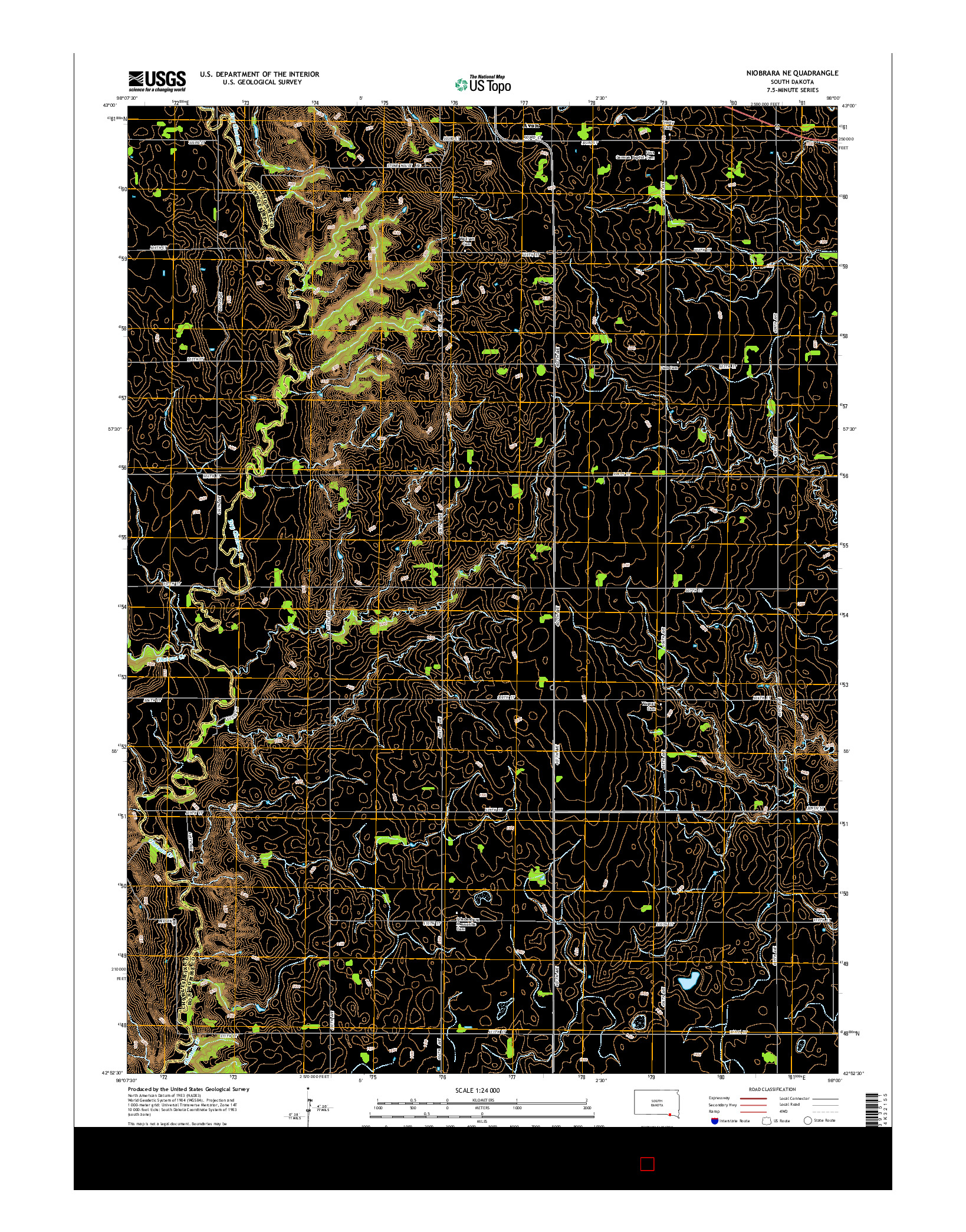 USGS US TOPO 7.5-MINUTE MAP FOR NIOBRARA NE, SD 2015