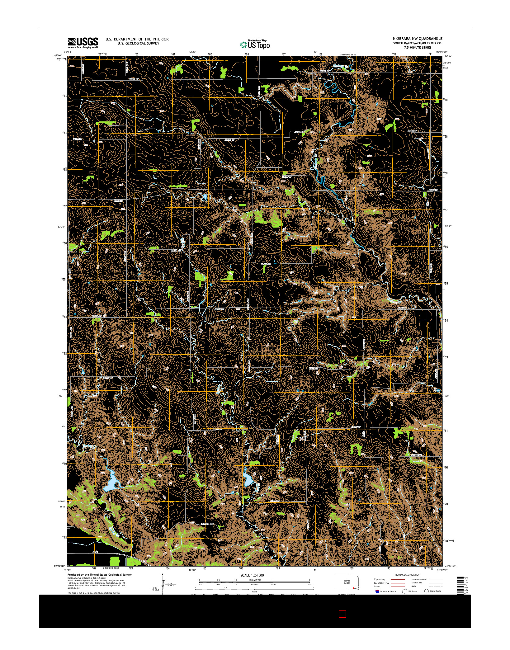 USGS US TOPO 7.5-MINUTE MAP FOR NIOBRARA NW, SD 2015