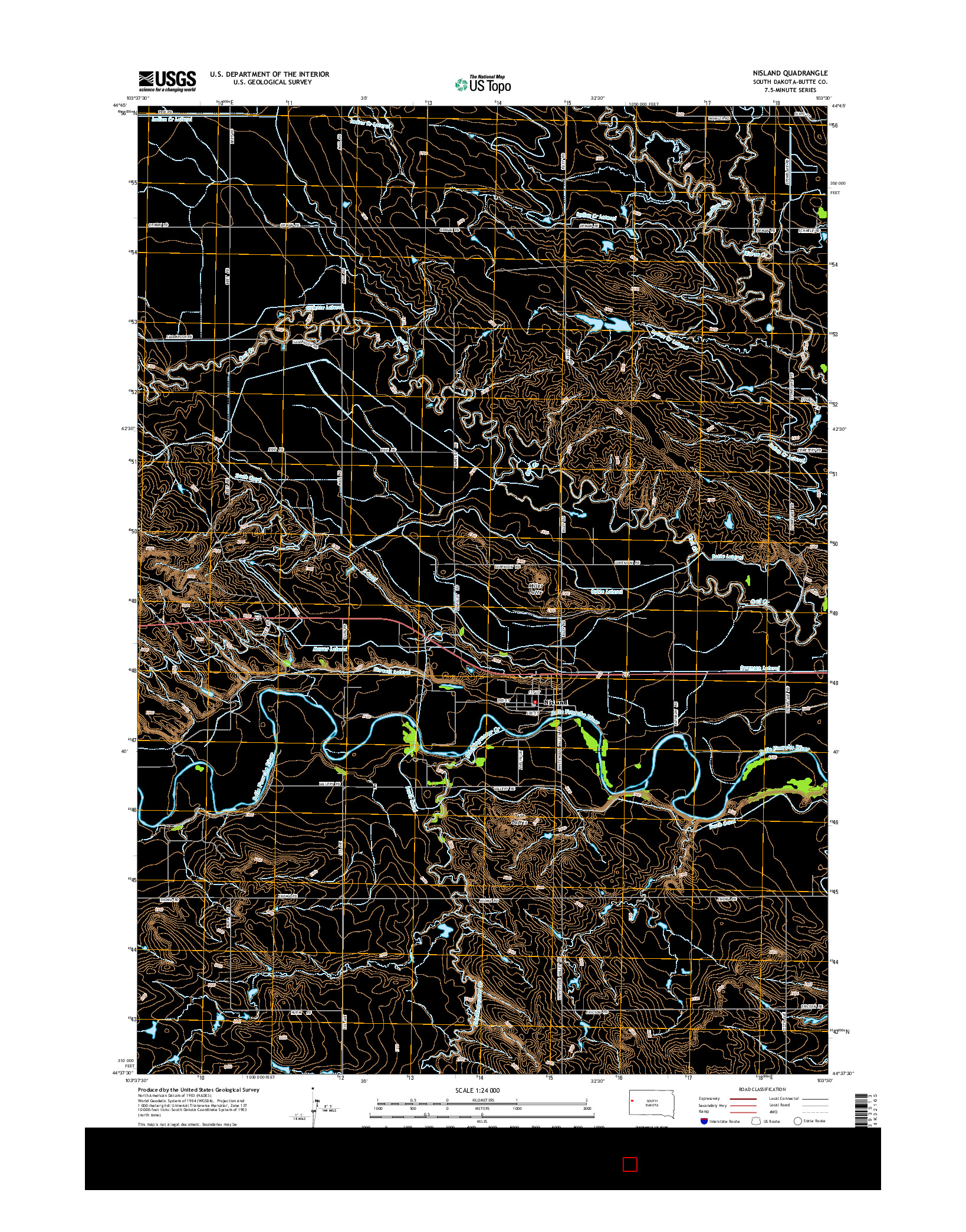 USGS US TOPO 7.5-MINUTE MAP FOR NISLAND, SD 2015