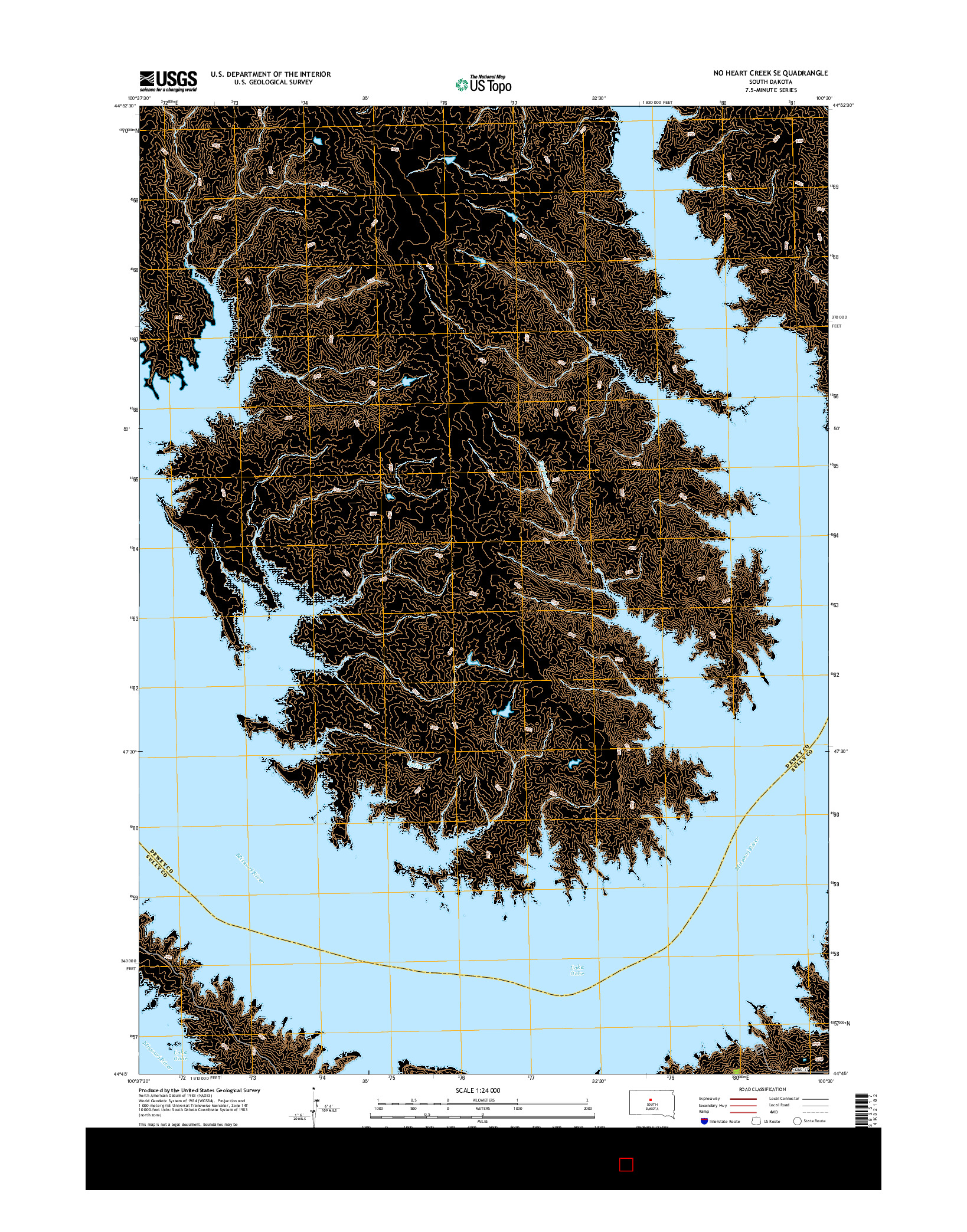 USGS US TOPO 7.5-MINUTE MAP FOR NO HEART CREEK SE, SD 2015