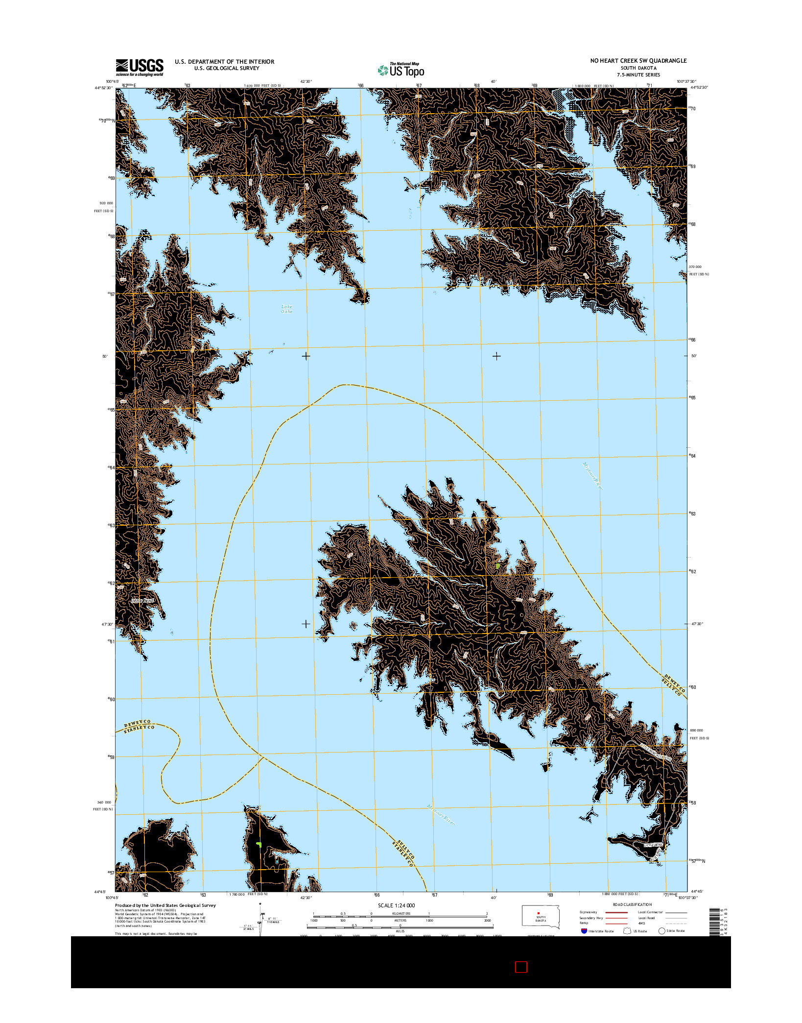 USGS US TOPO 7.5-MINUTE MAP FOR NO HEART CREEK SW, SD 2015