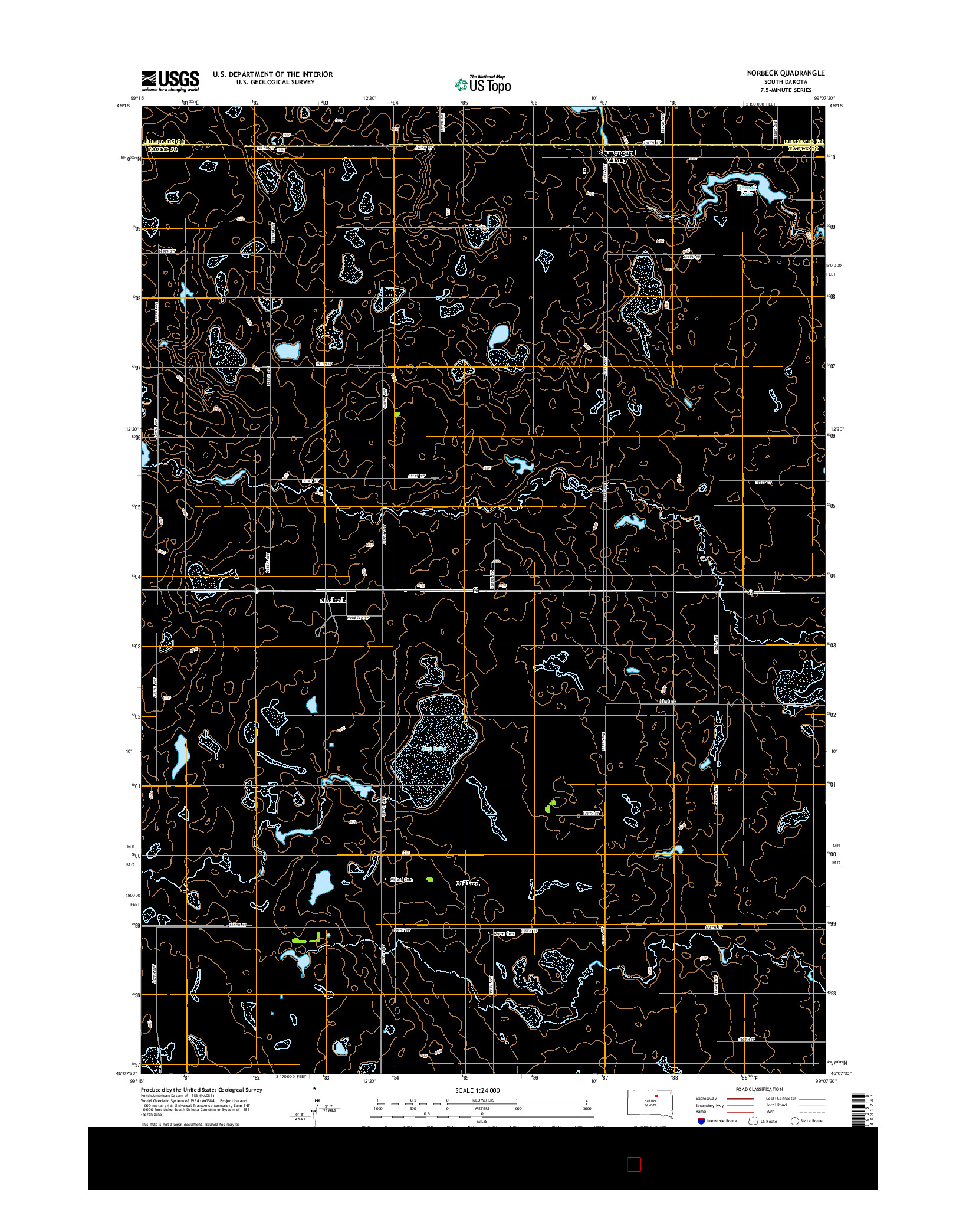 USGS US TOPO 7.5-MINUTE MAP FOR NORBECK, SD 2015