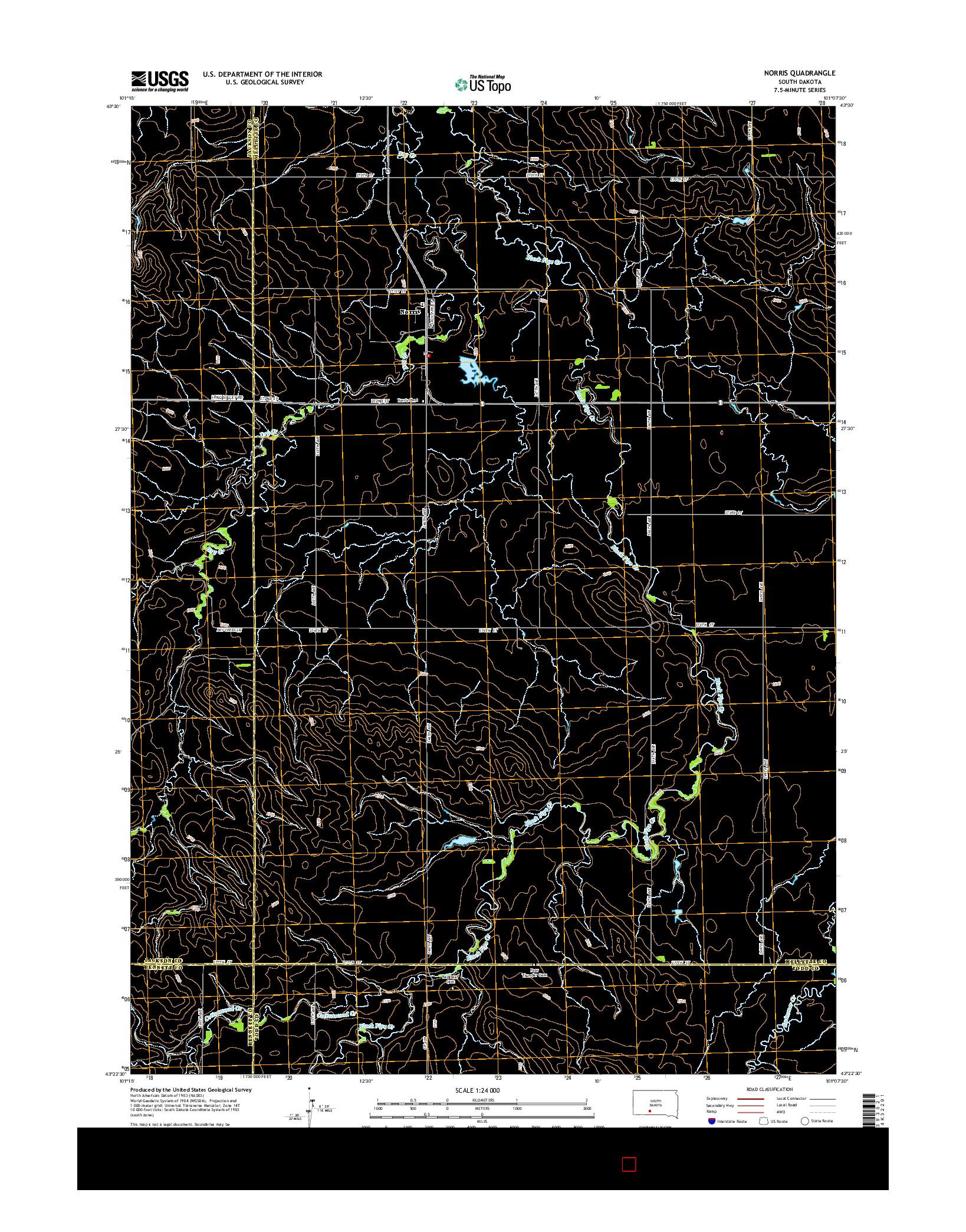USGS US TOPO 7.5-MINUTE MAP FOR NORRIS, SD 2015