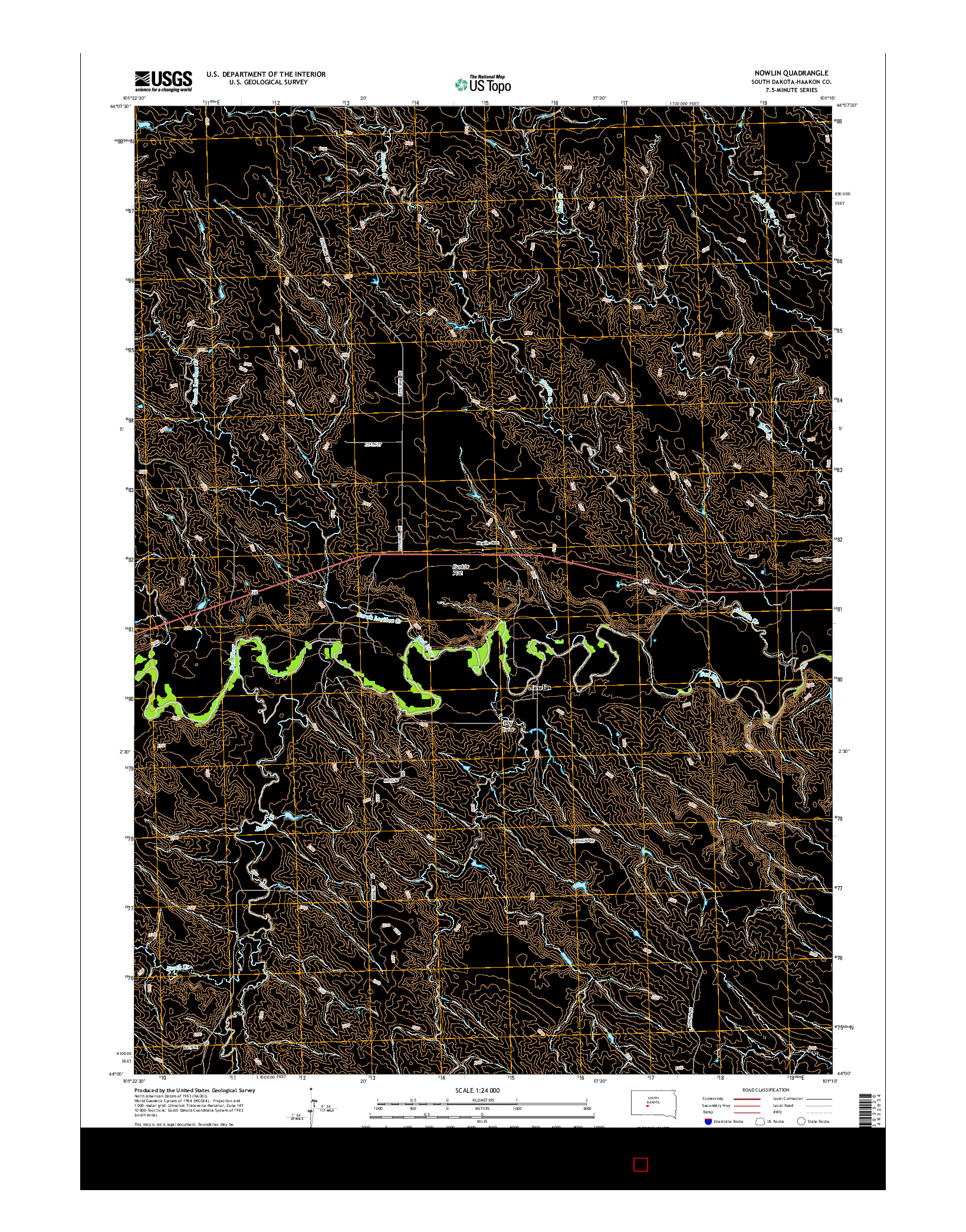 USGS US TOPO 7.5-MINUTE MAP FOR NOWLIN, SD 2015