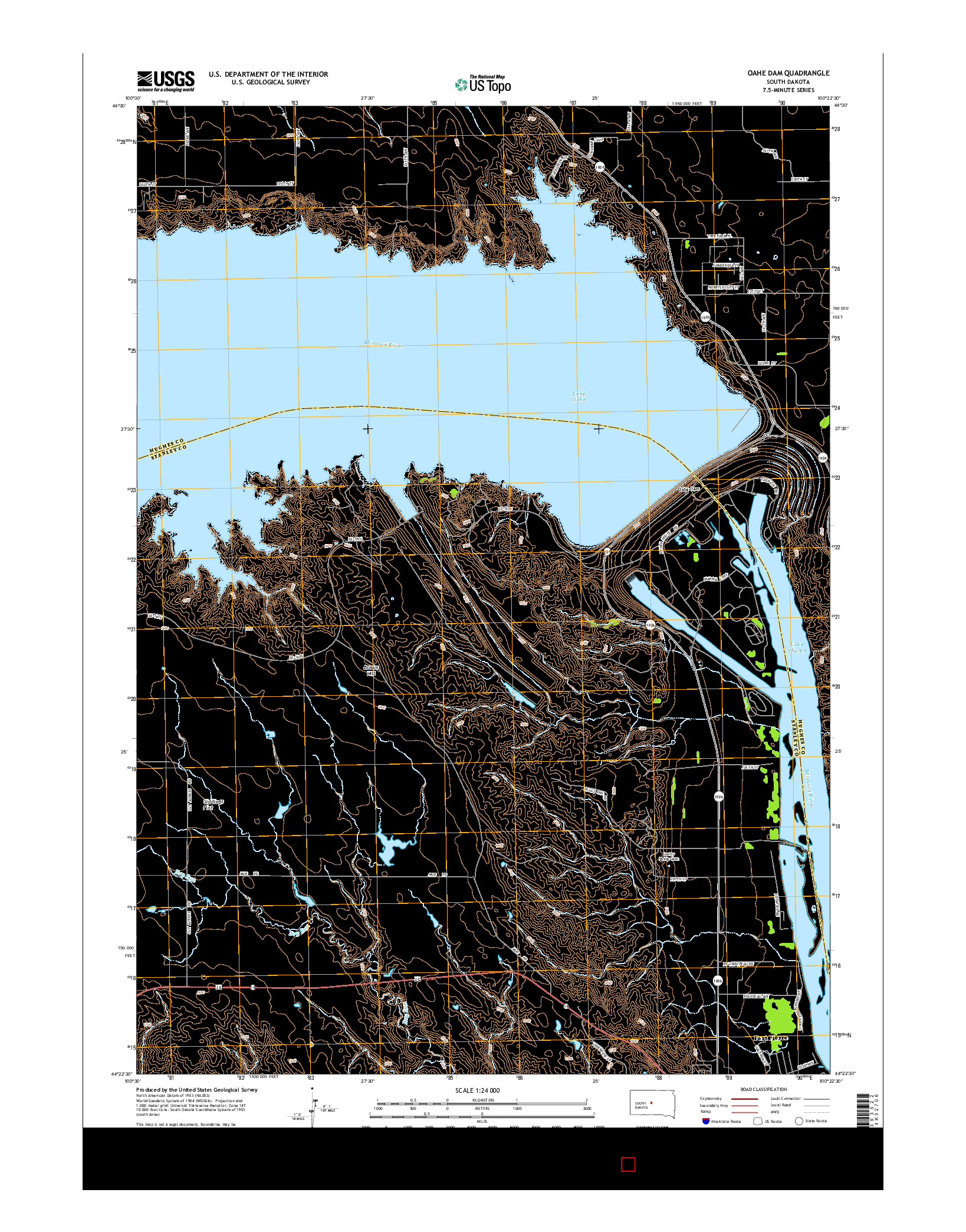USGS US TOPO 7.5-MINUTE MAP FOR OAHE DAM, SD 2015