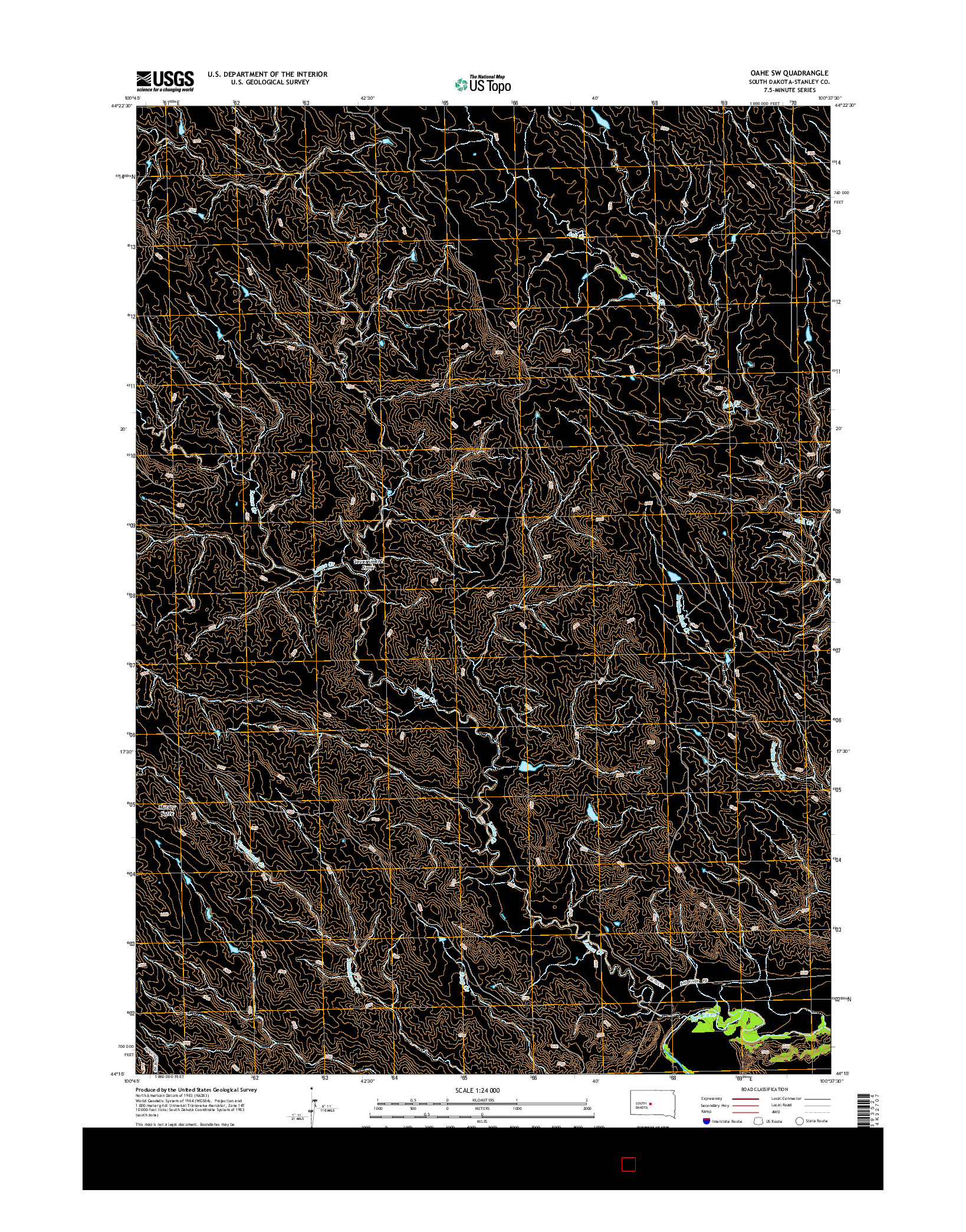 USGS US TOPO 7.5-MINUTE MAP FOR OAHE SW, SD 2015