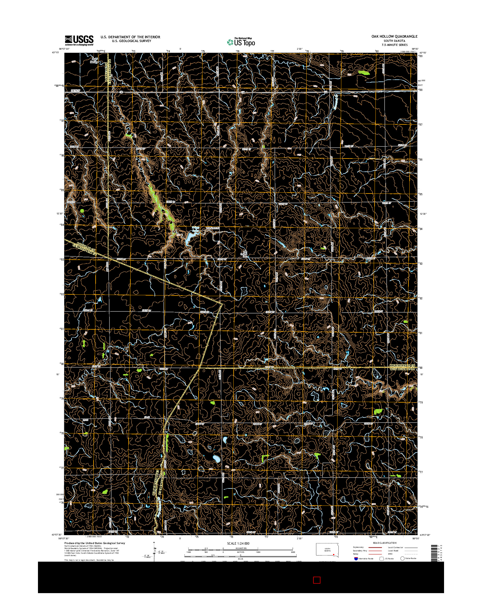 USGS US TOPO 7.5-MINUTE MAP FOR OAK HOLLOW, SD 2015