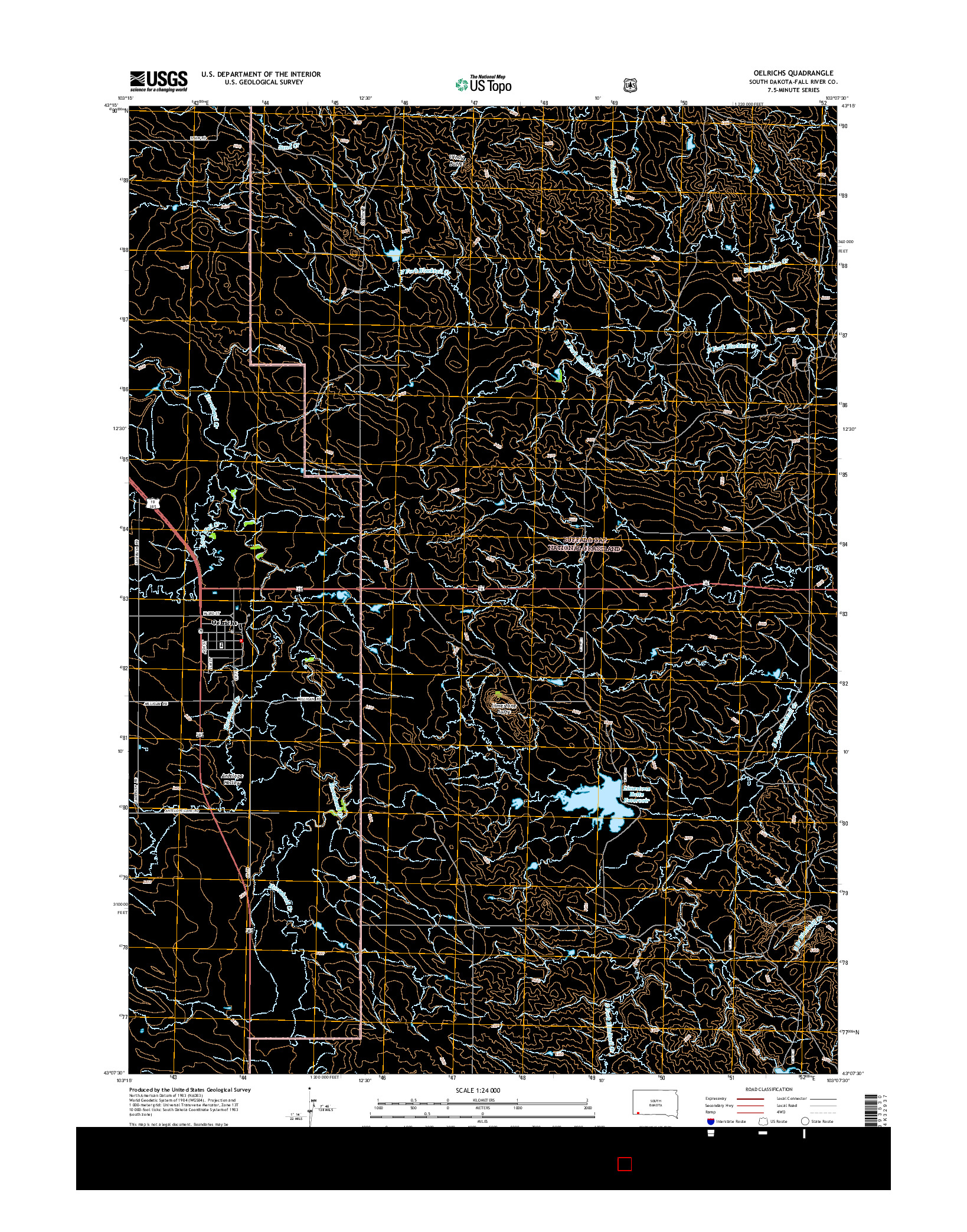 USGS US TOPO 7.5-MINUTE MAP FOR OELRICHS, SD 2015