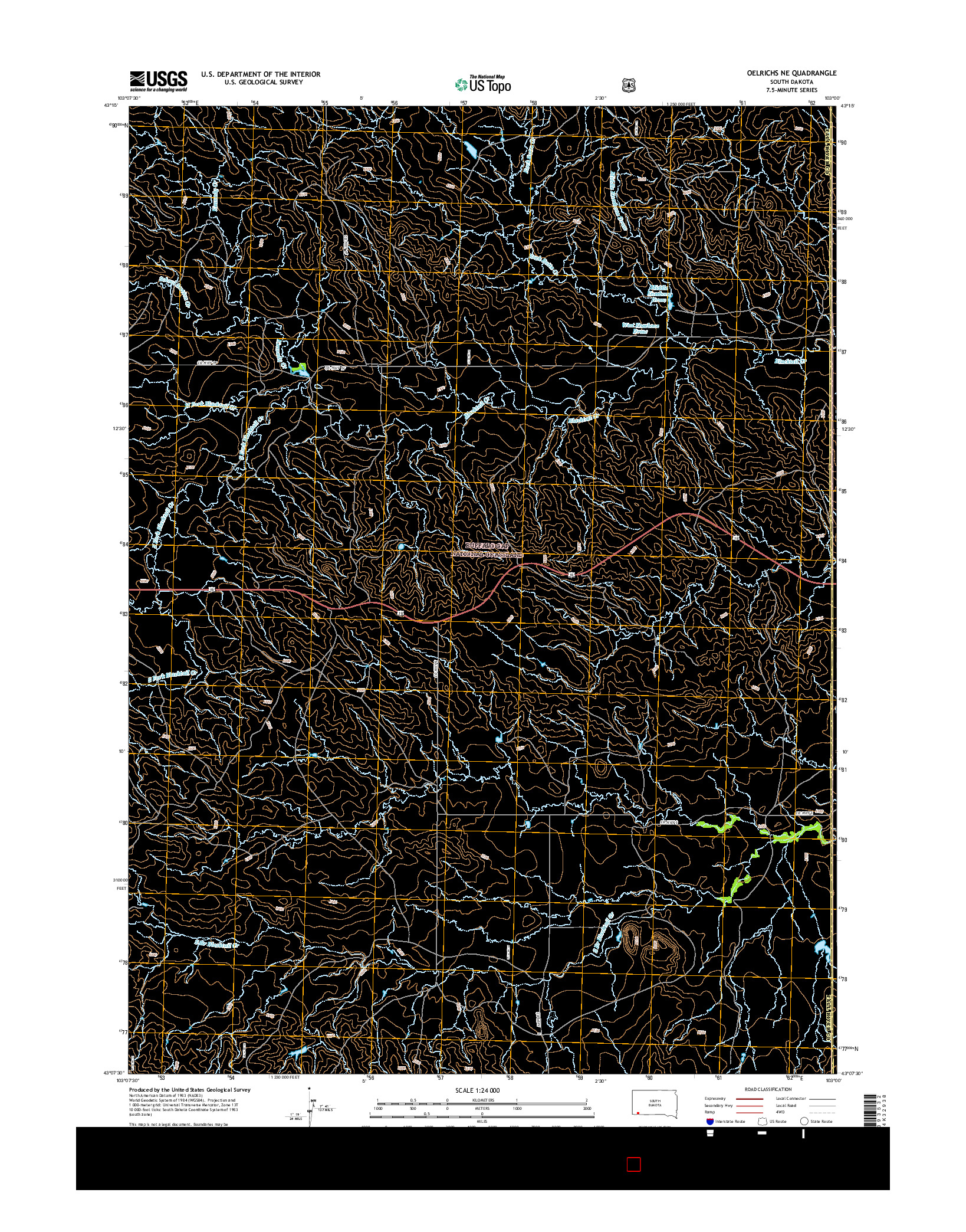 USGS US TOPO 7.5-MINUTE MAP FOR OELRICHS NE, SD 2015